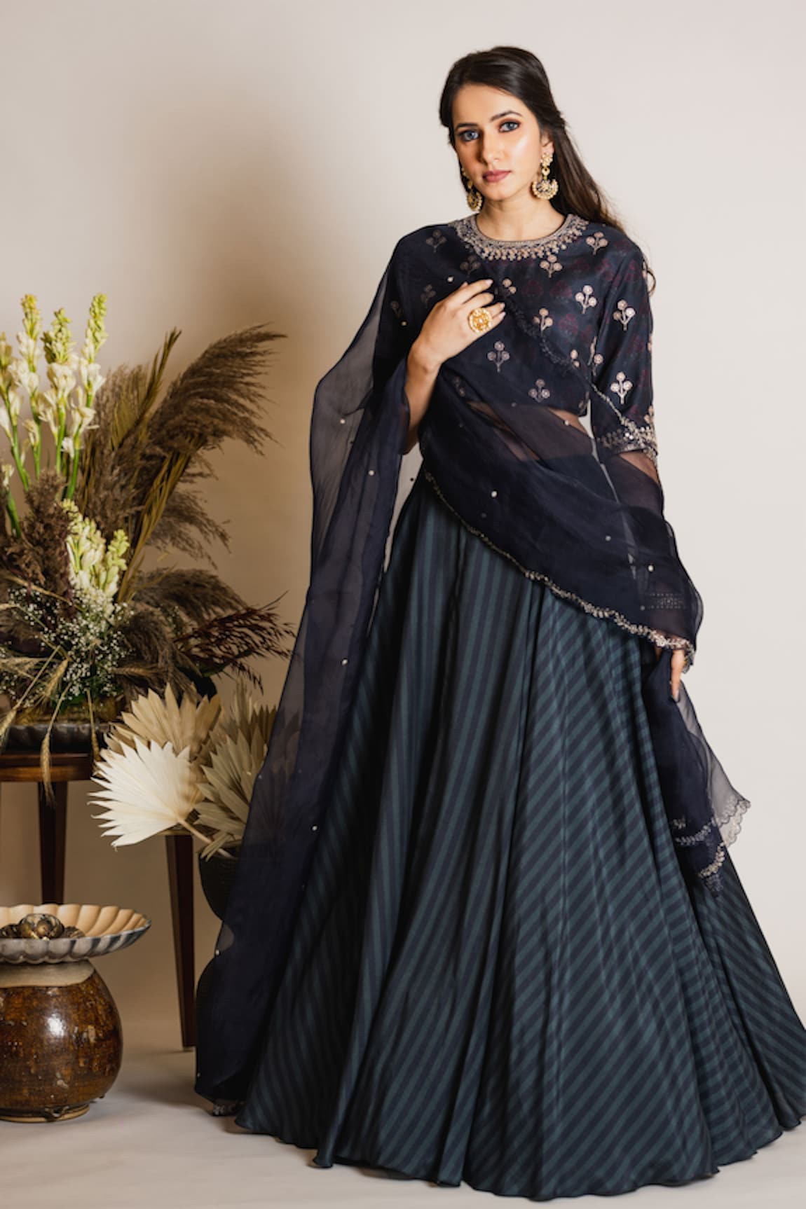 Maliha by Anar and Anoli Striped Lehenga Set