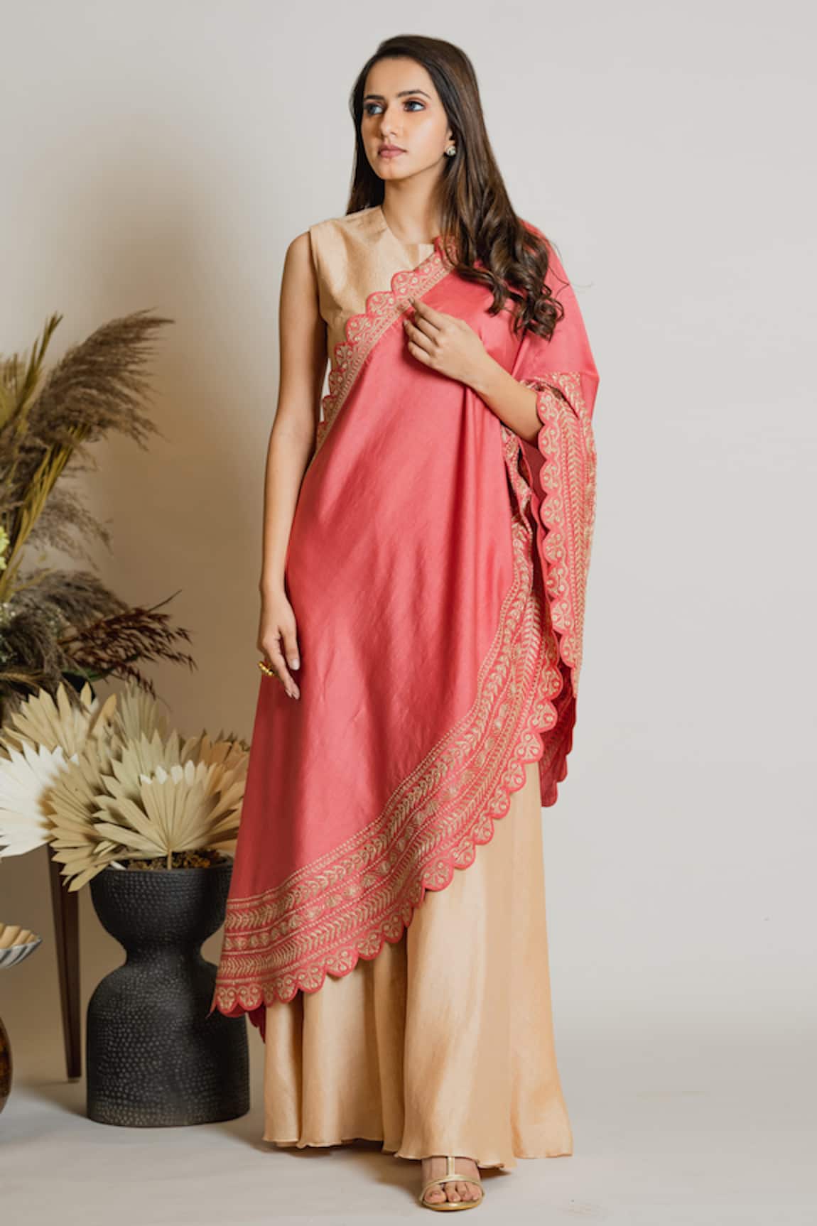 Maliha by Anar and Anoli Silk Draped Pant Saree Set