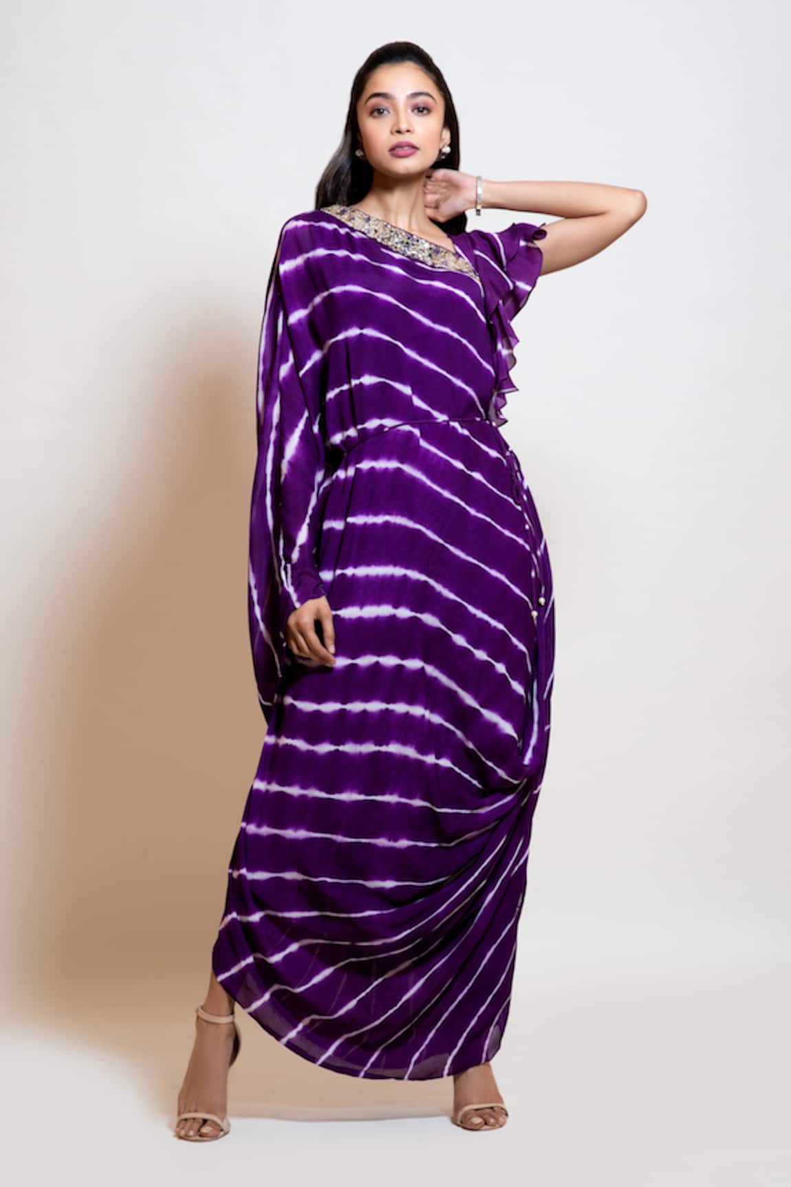 Smriti By Anju Agarwal Leheriya Draped Kaftan 