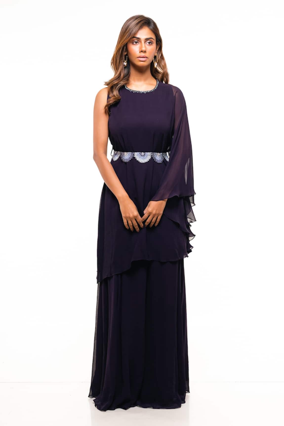 Smriti By Anju Agarwal Asymmetric Kaftan & Pant Set 