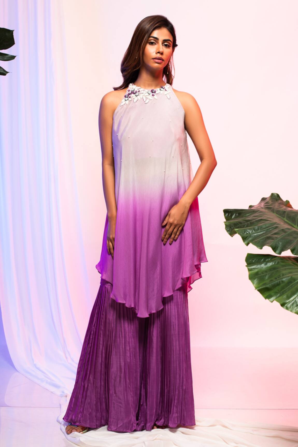 Smriti by Anju Agarwal Ombre Top & Flared Pant Set 