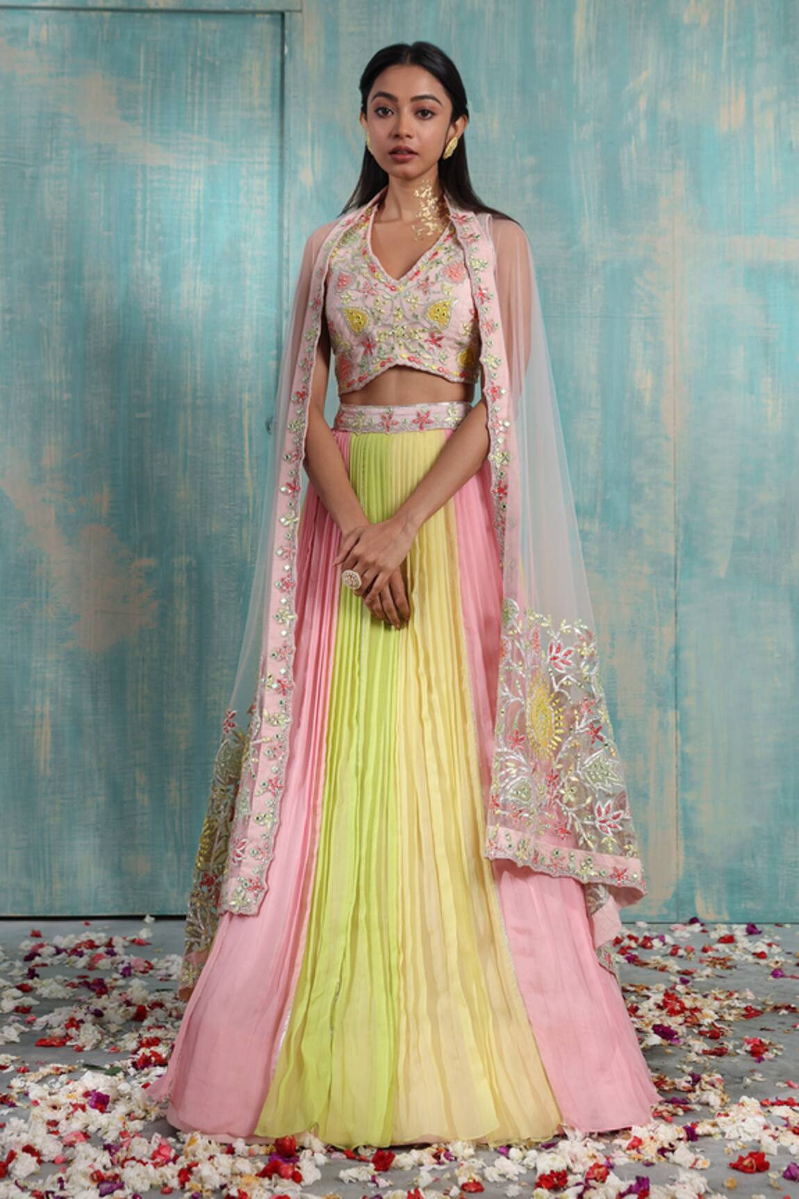 Smriti By Anju Agarwal Navya Pleated Lehenga Set