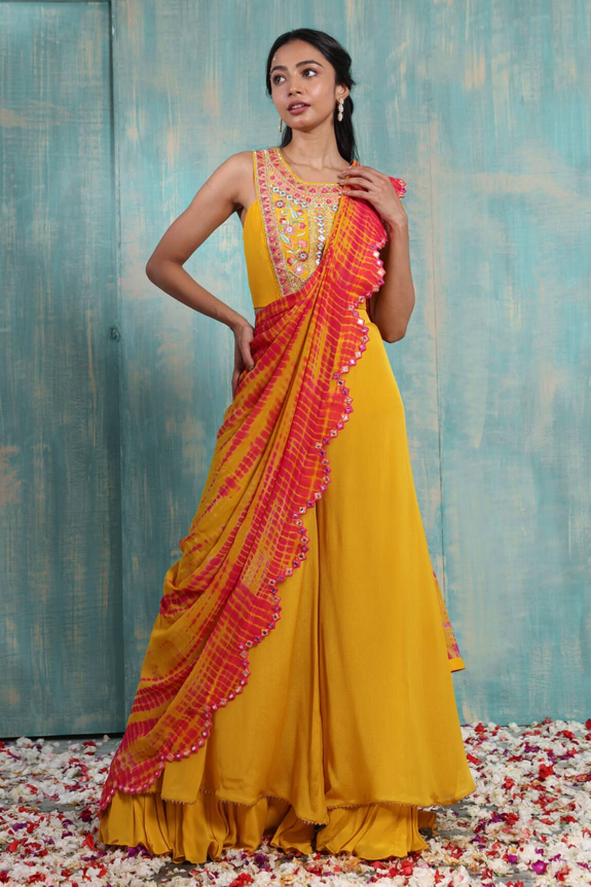 Smriti By Anju Agarwal Ragavi Sharara Set With Tie Dye Dupatta