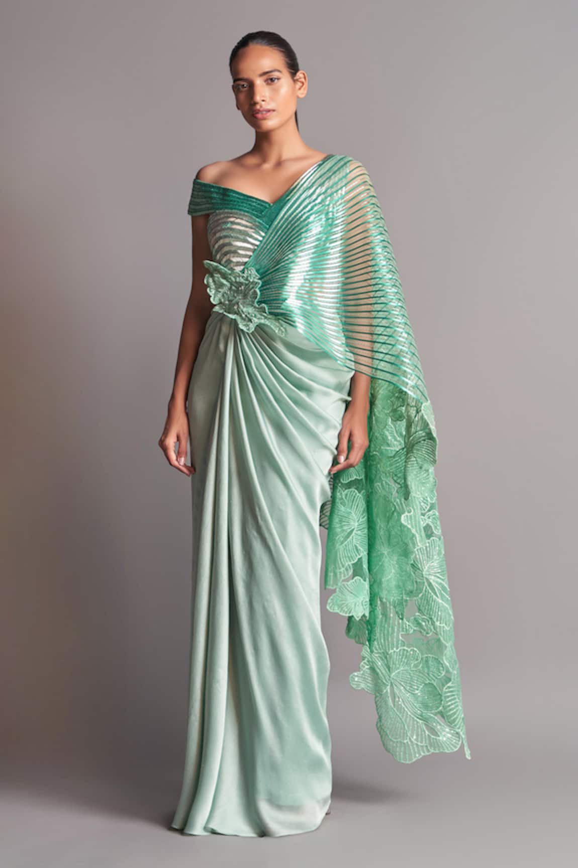 Amit Aggarwal Metallic Pre-Stitched Saree