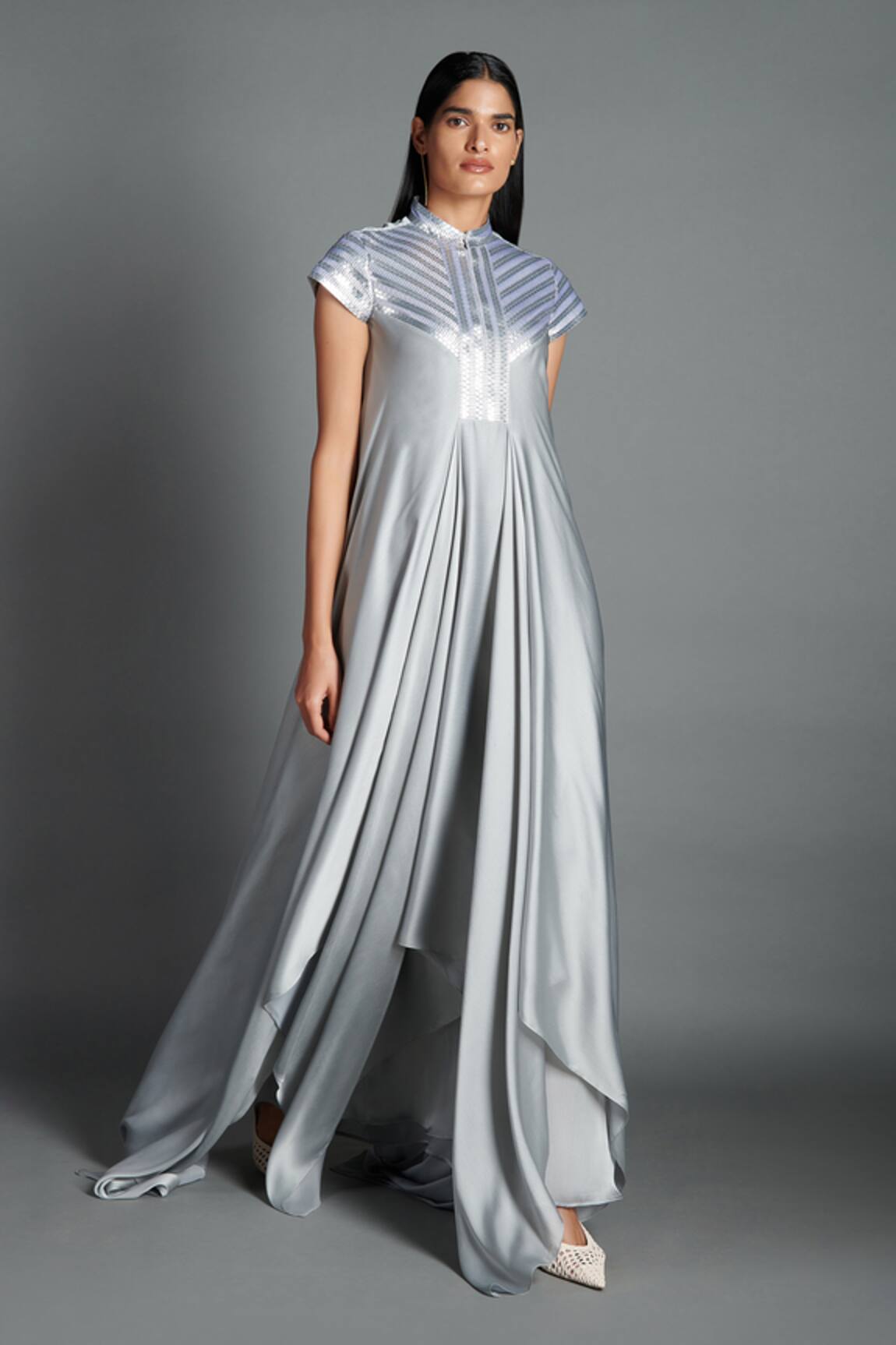 Amit Aggarwal Metallic Draped Dress