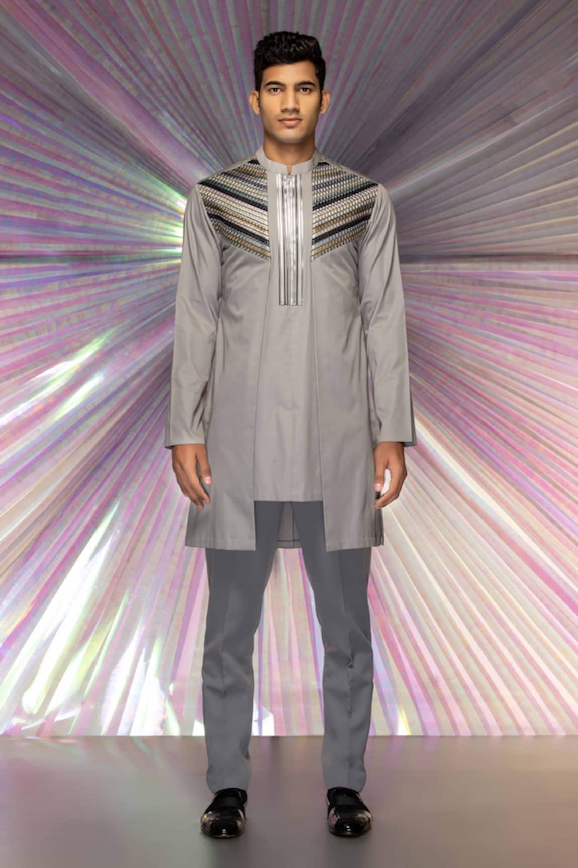 Amit Aggarwal Metallic Handwoven Longline Shirt