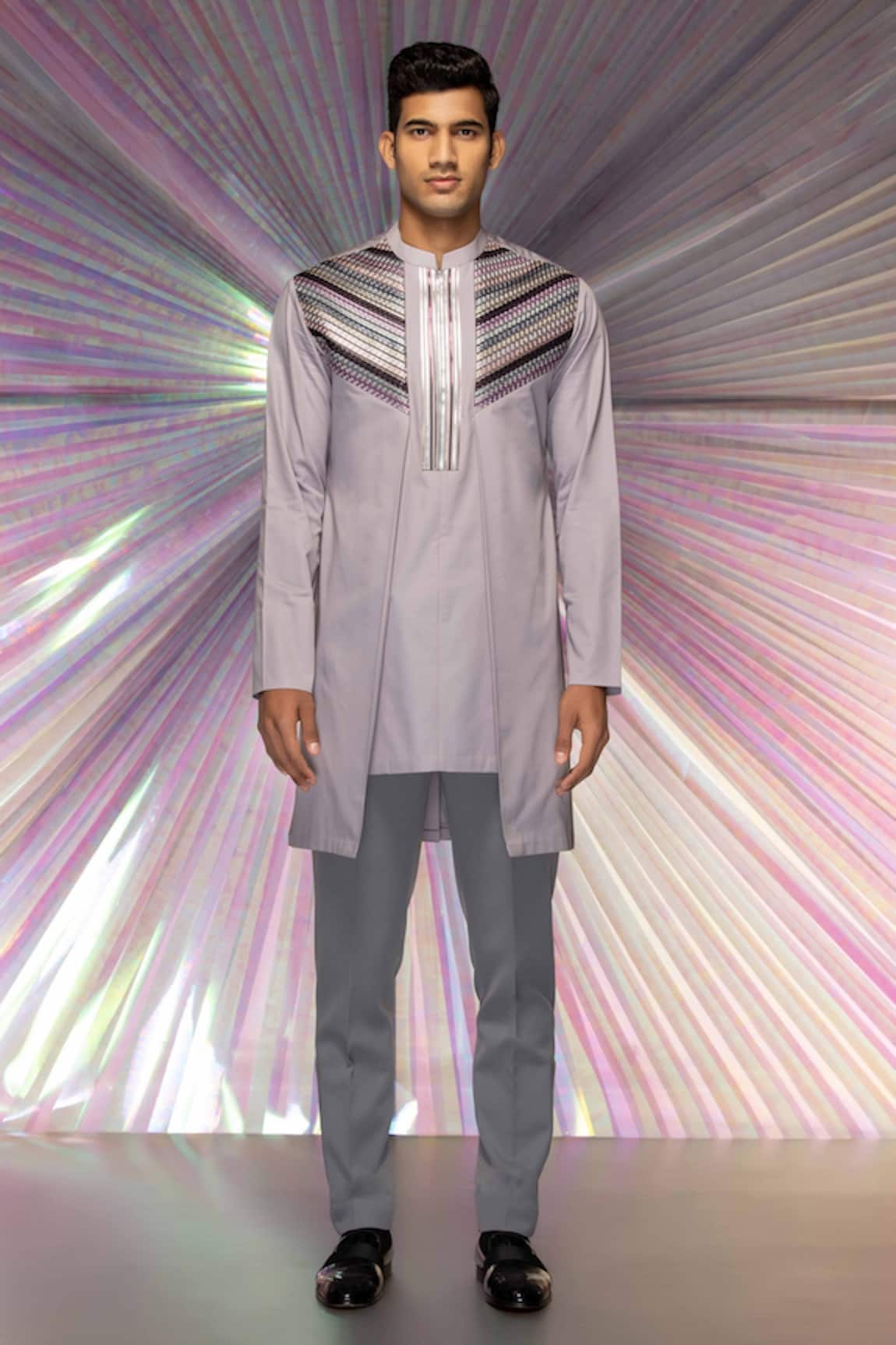 Amit Aggarwal Metallic Handwoven Longline Shirt