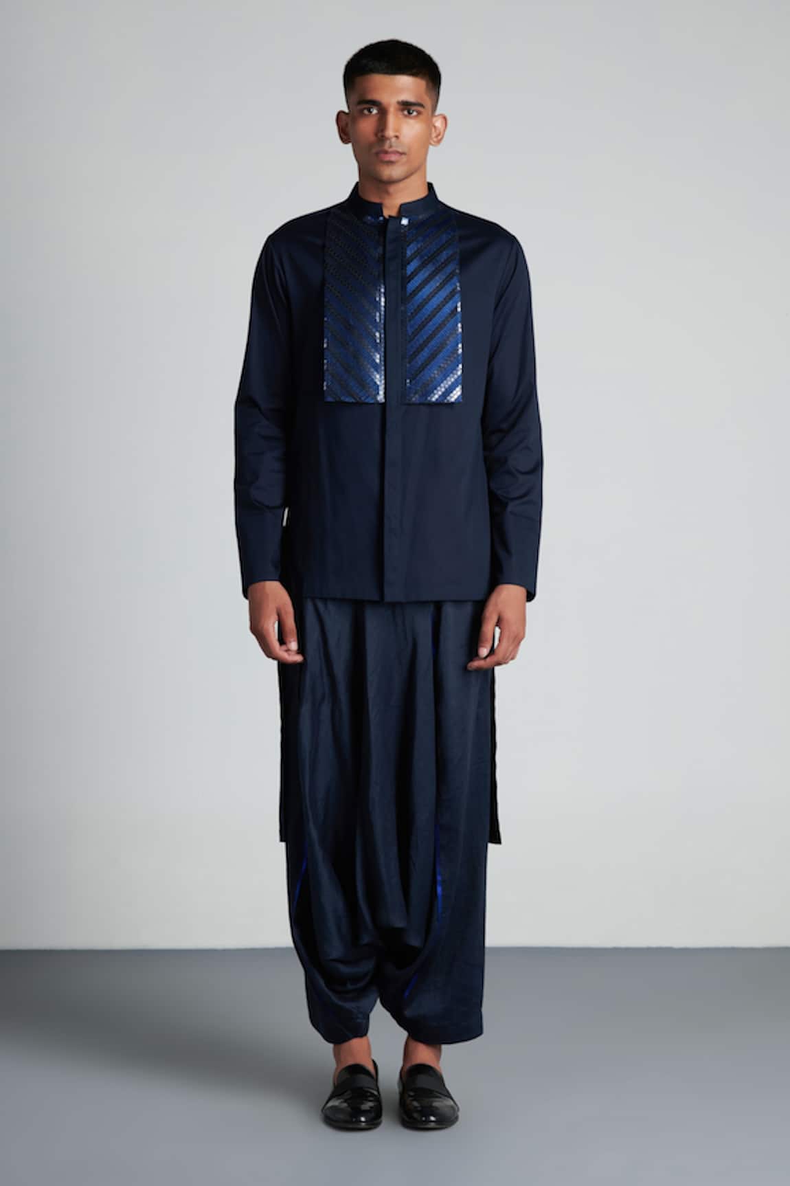 Amit Aggarwal Metallic Woven Longline Shirt
