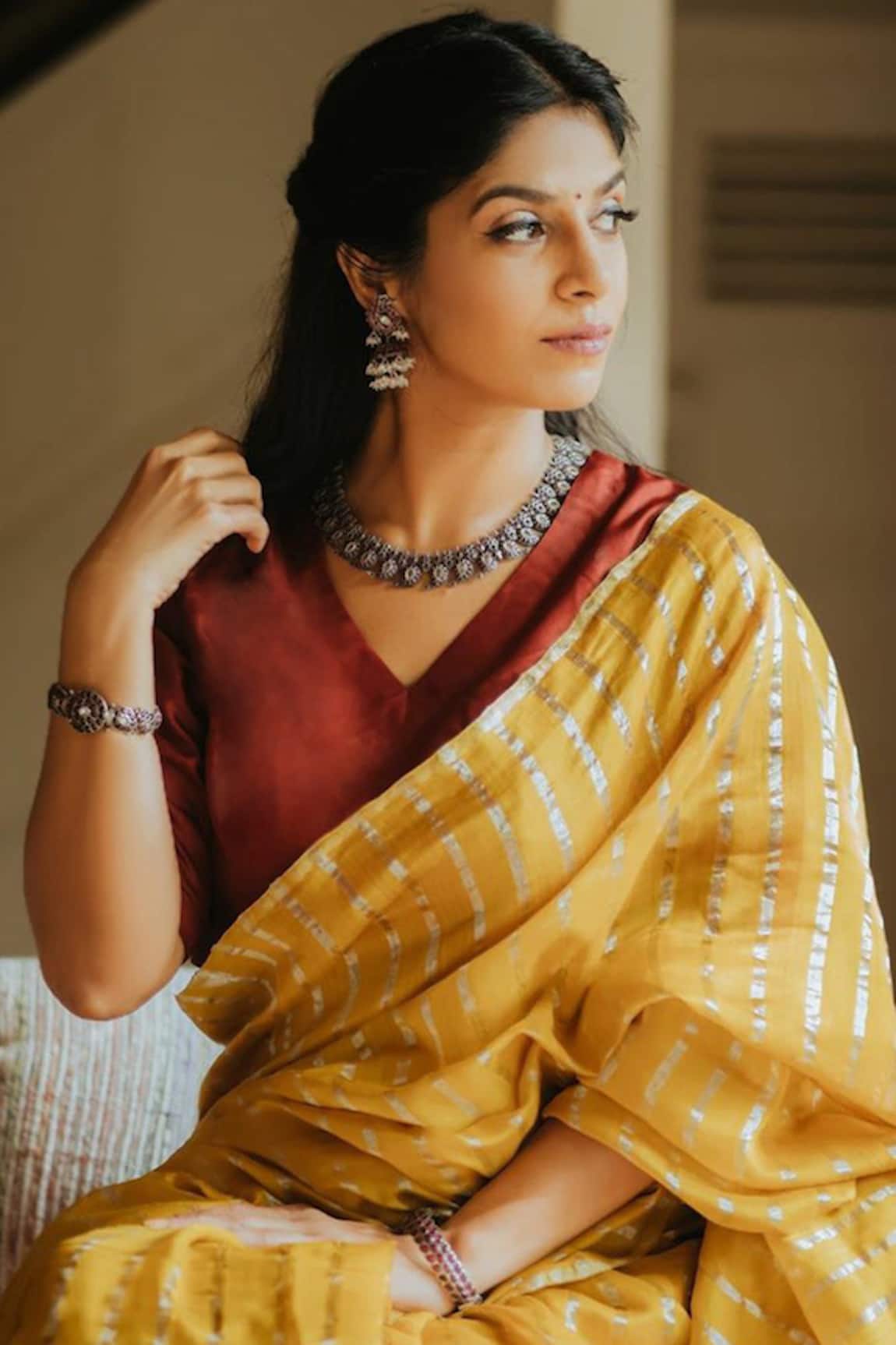 Dot Handwoven Chanderi Saree with Silk Blouse 