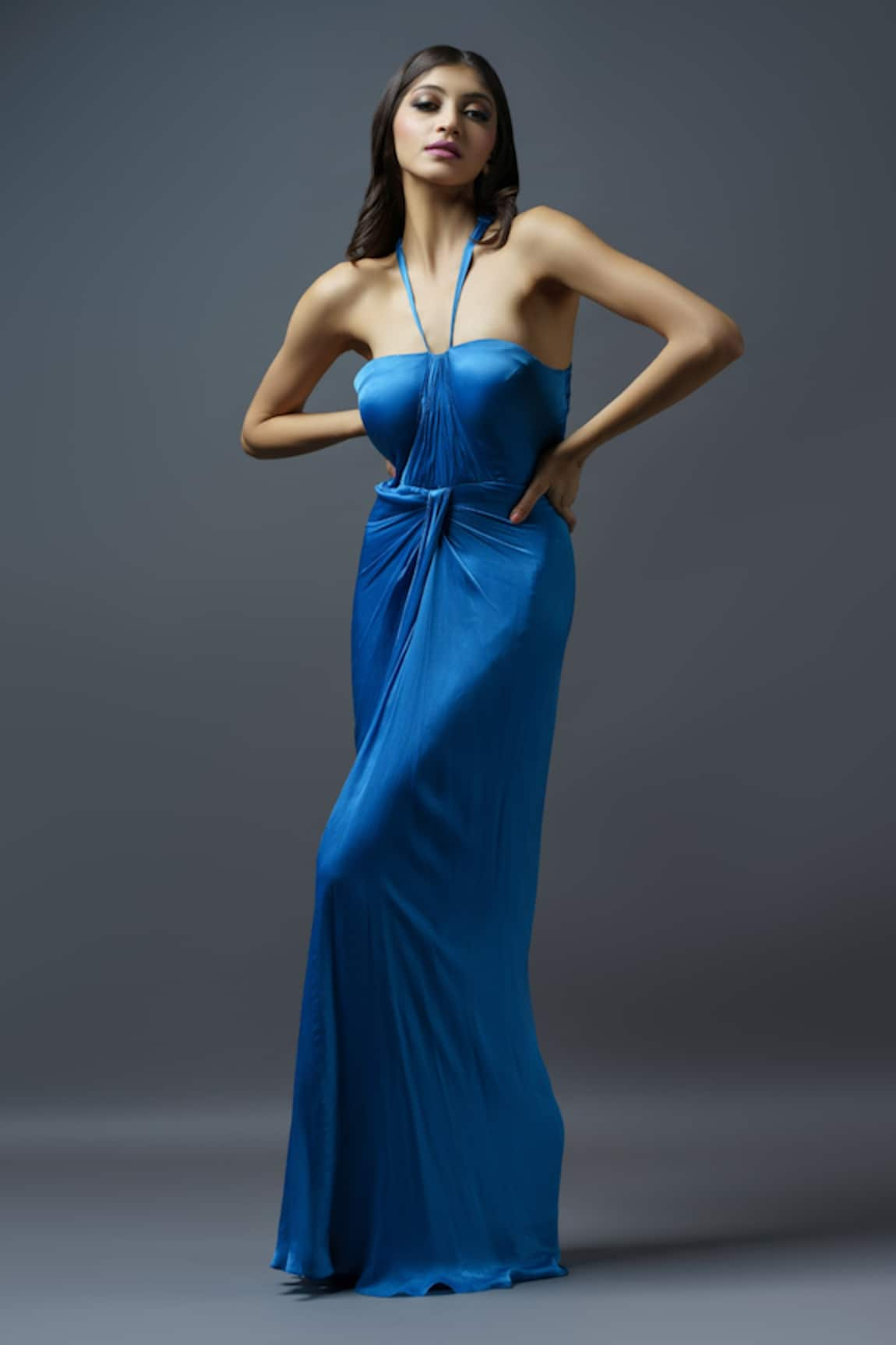 Astha Batra Azure Pleated Draped Gown