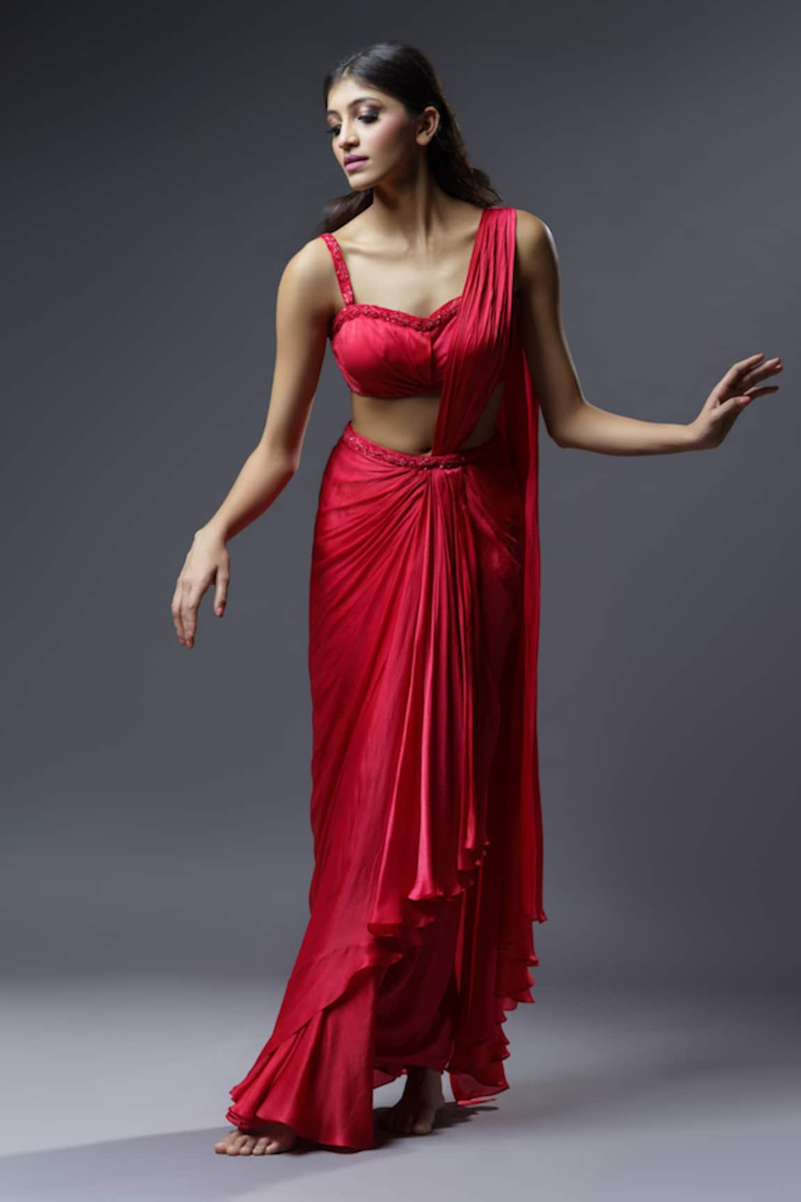 Astha Batra Pleated Draped Saree Gown