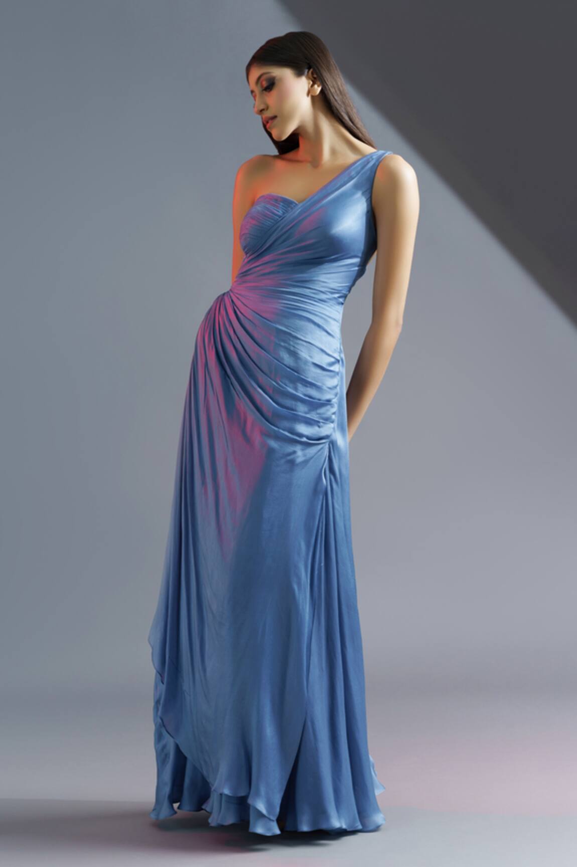 Astha Batra Carolina One Shoulder Pleated Gown