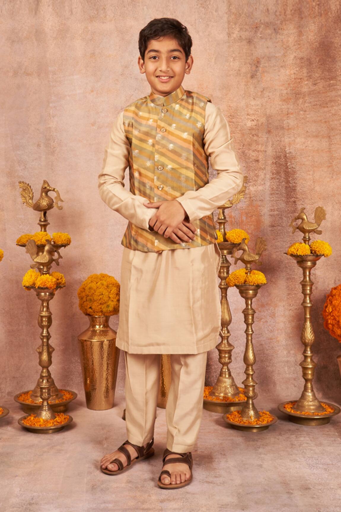 All Boy Couture Embroidered Kurta Set With Nehru Jacket