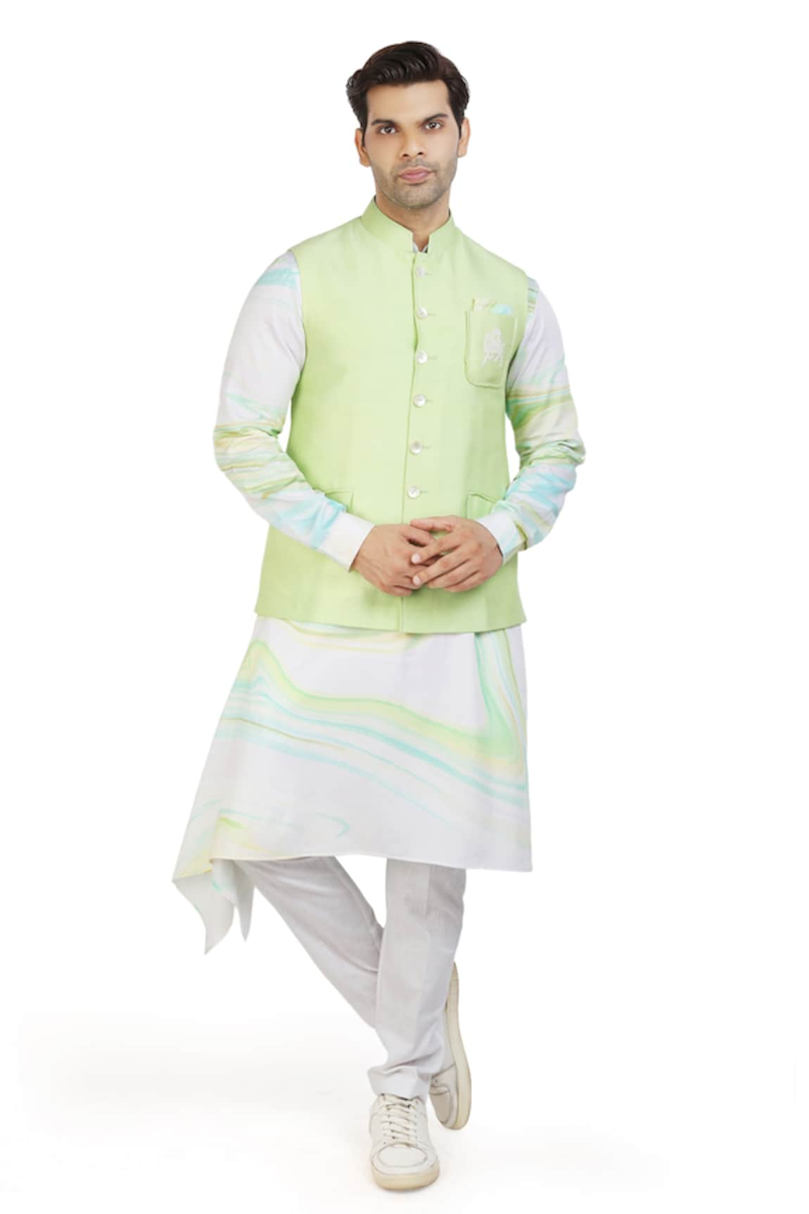 Nitesh Singh Chauhan Bundi With Printed Kurta Set