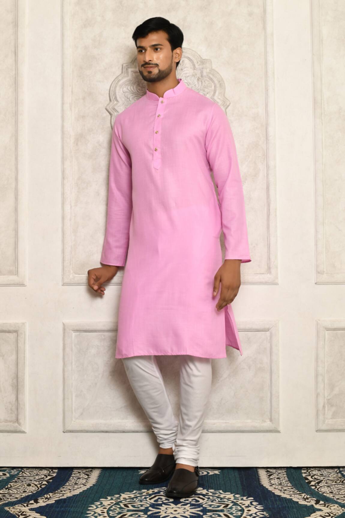Aryavir Malhotra Cotton Band Collar Kurta