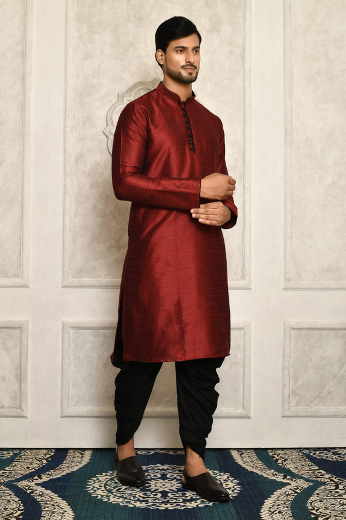 Aryavir Malhotra Straight Mandarin Collar Kurta & Patiala Set