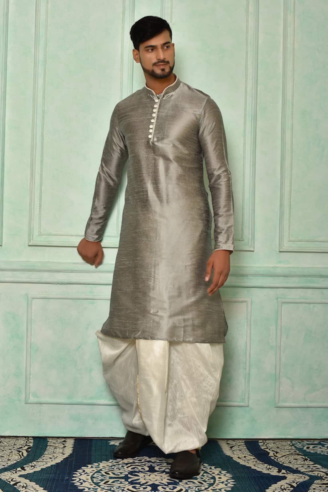 Aryavir Malhotra Mandarin Collar Kurta & Dhoti Pant Set