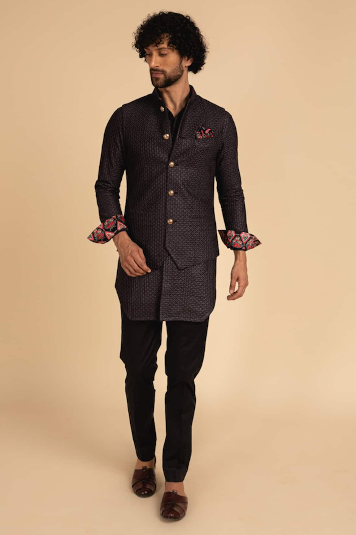 Arjan Dugal Chanderi Silk Embroidered Waistcoat