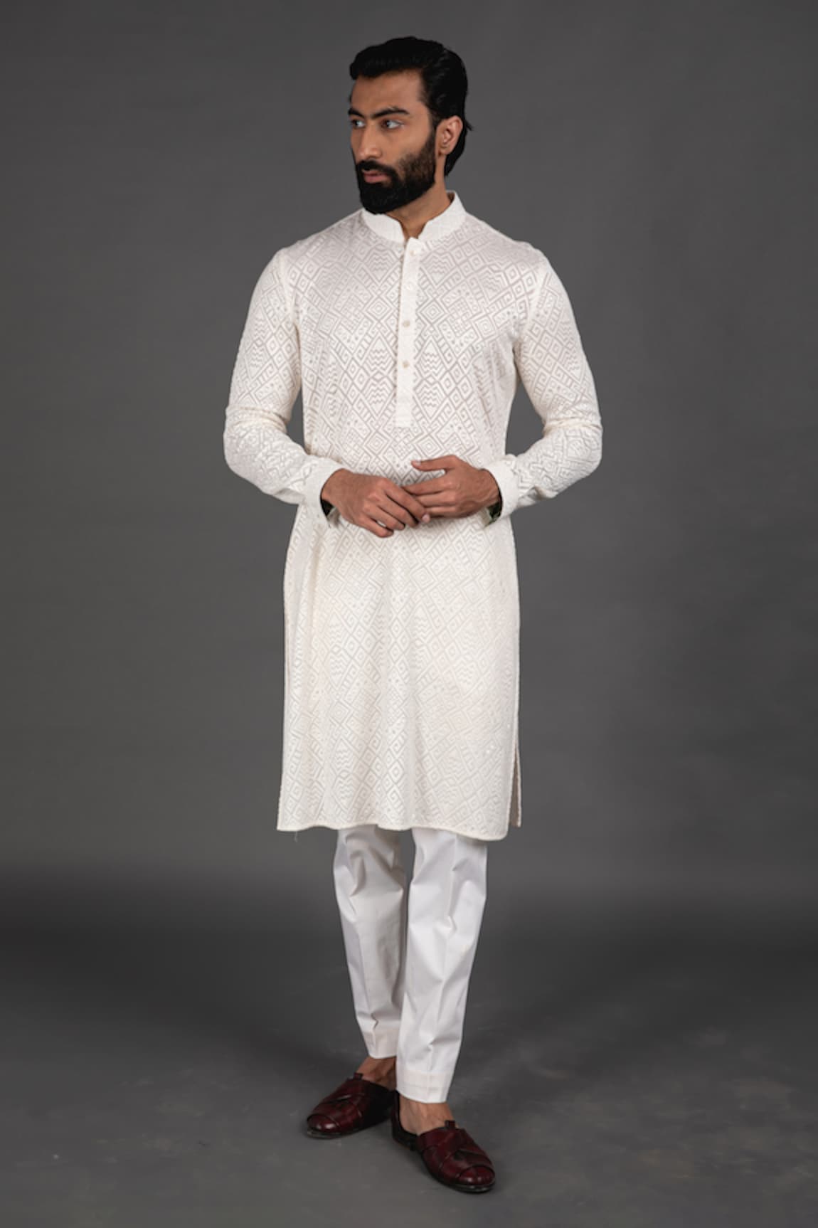 Arjan Dugal Zig Zag Embroidered Kurta Set