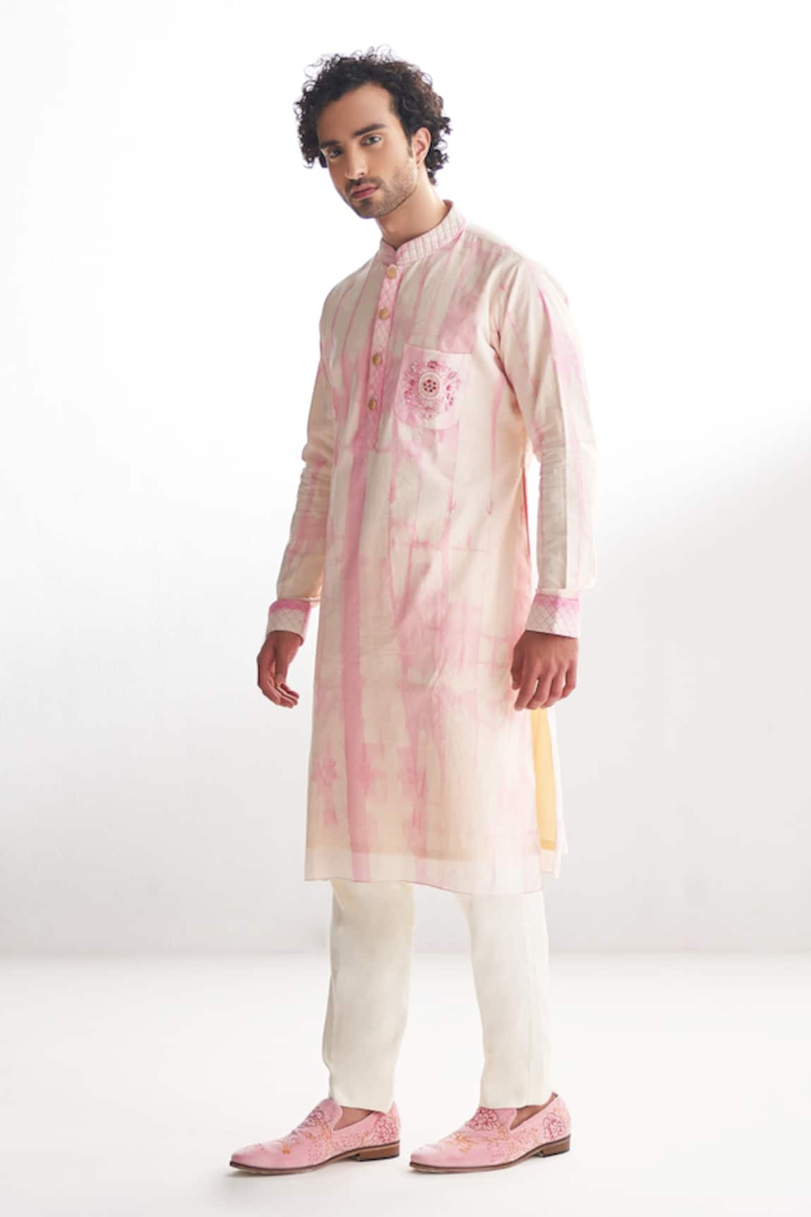 Agraj Jain Tie Dye Embroidered Kurta & Pyjama Set