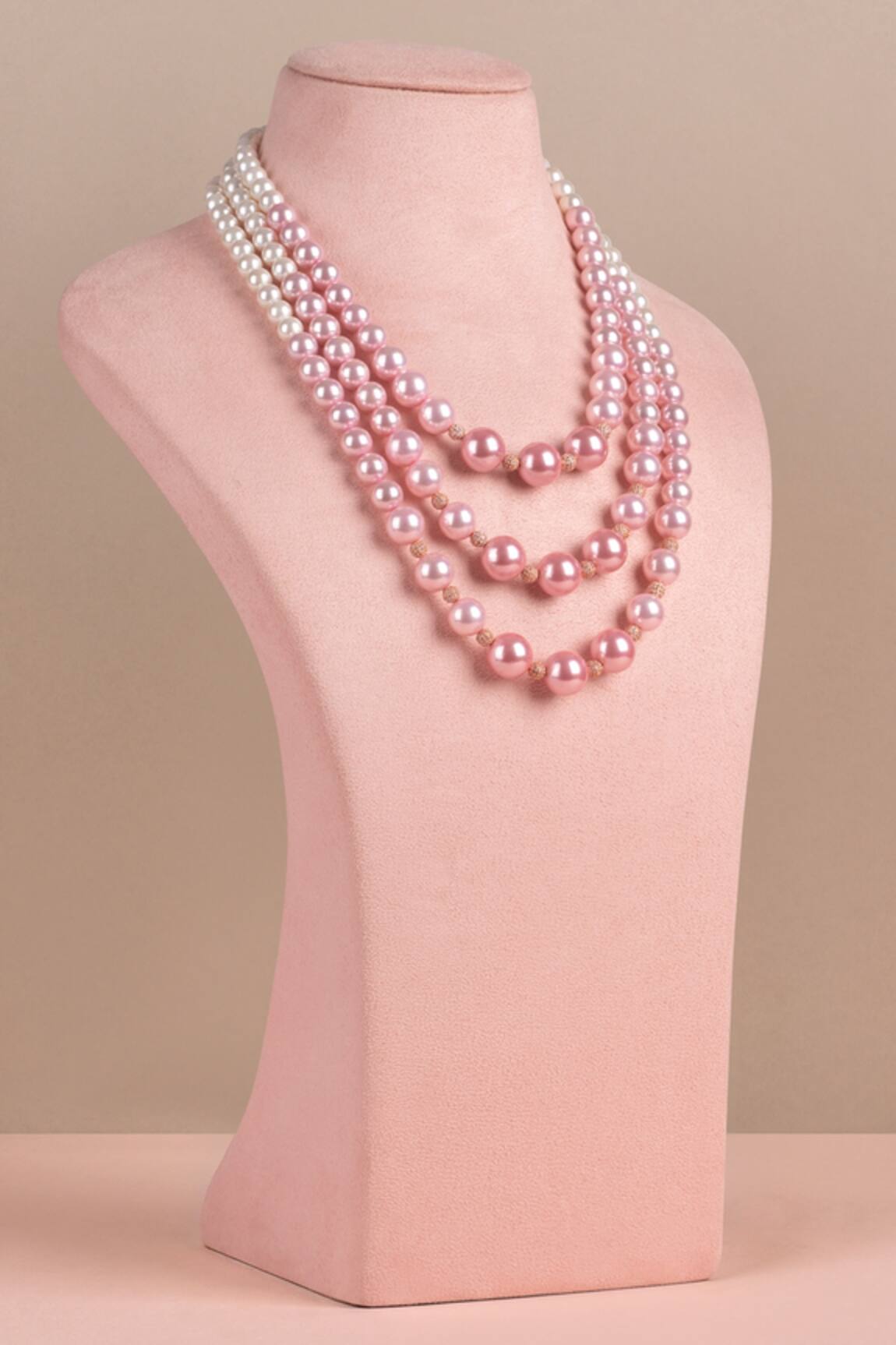 Anaash Triple Graded Pearl Necklace 