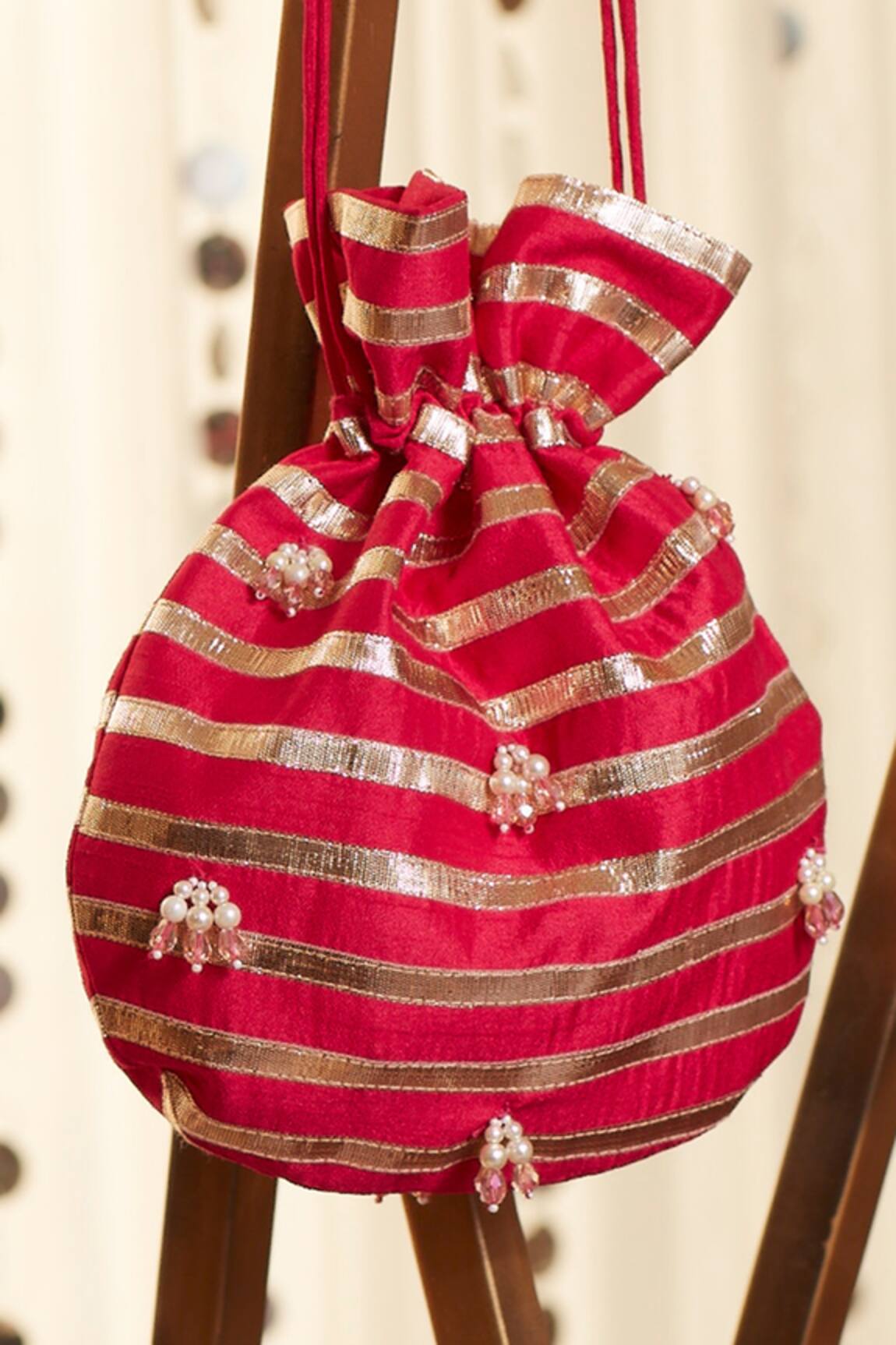 Ajiesh Oberoi Dupion Silk Embroidered Potli Bag