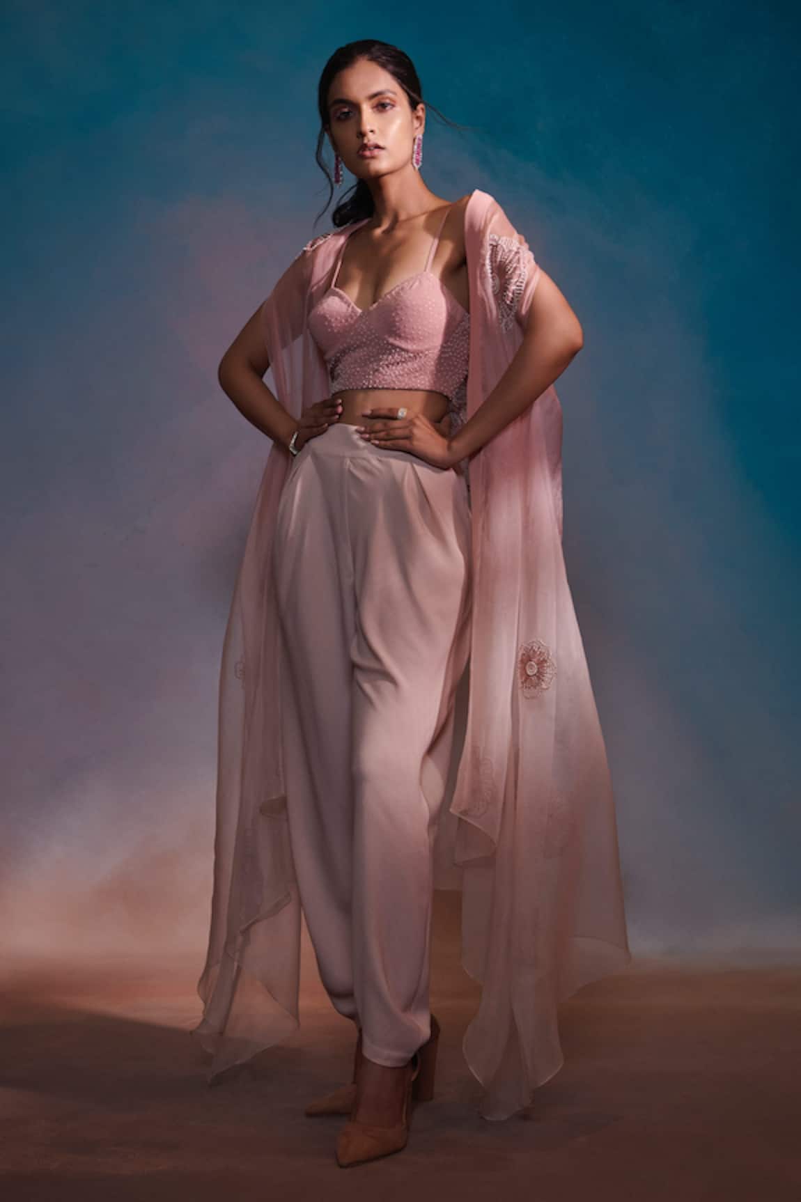 Anjali Kanwar Embroidered Cape & Draped Pant Set