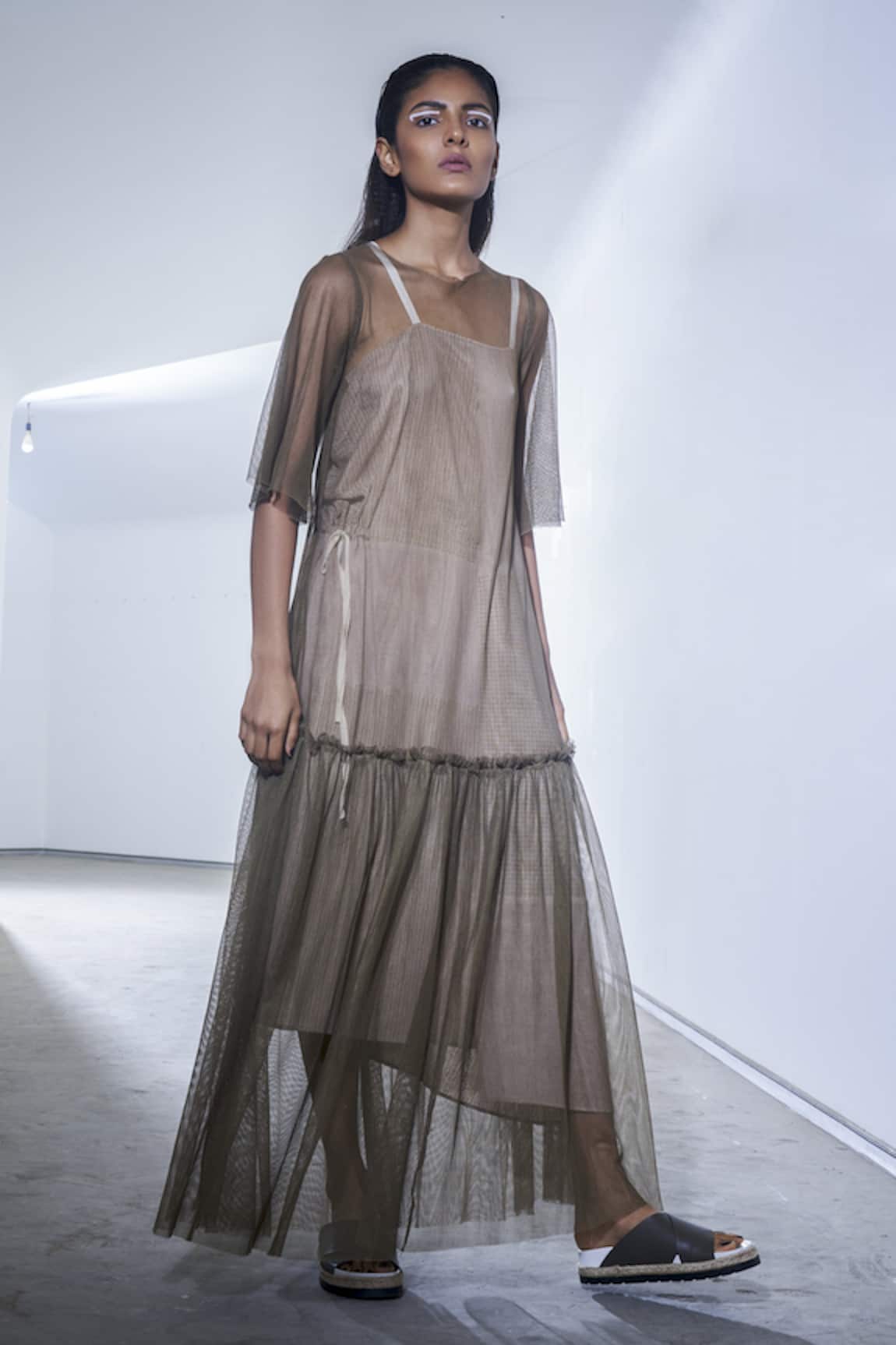 Urvashi Kaur Sheer Drop Waist Maxi Dress 