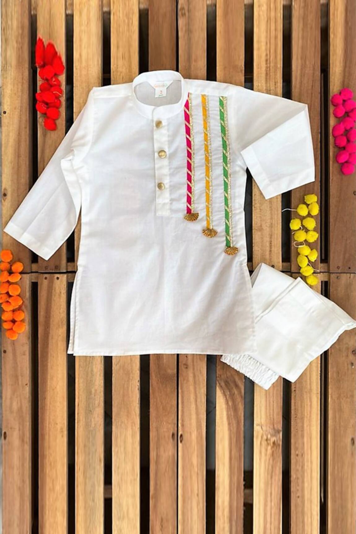 APRICOTKIDS Cotton Embroidered Kurta Set 