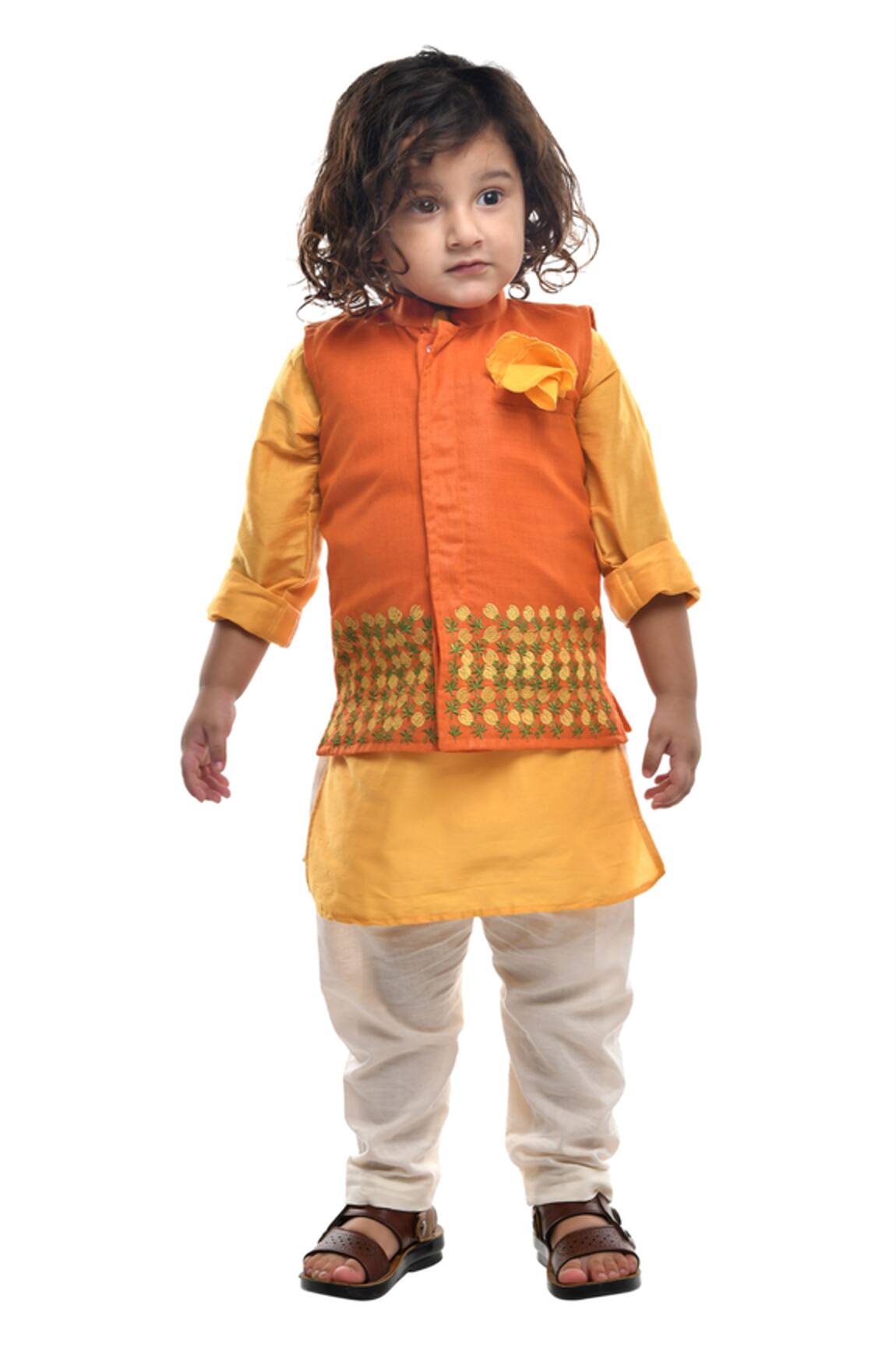 APRICOTKIDS Embroidered Bundi & Kurta Set