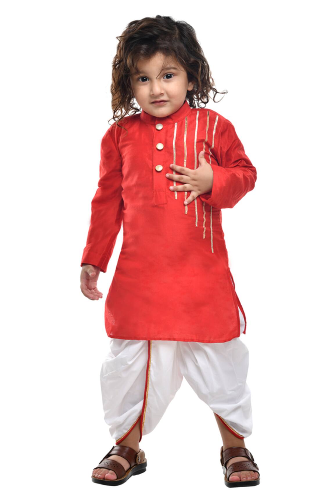 APRICOTKIDS Cotton Silk Kurta & Dhoti Pant Set