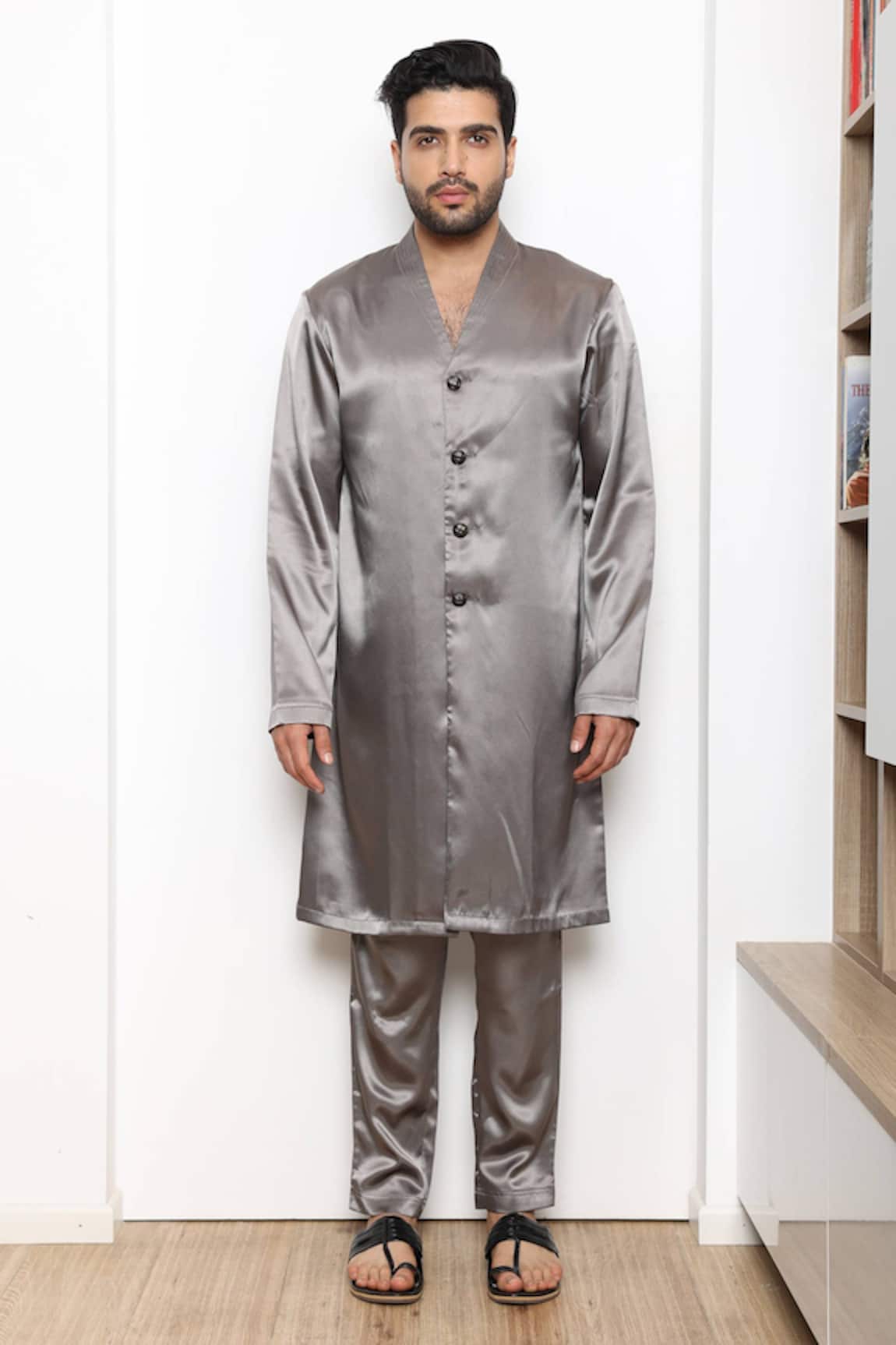 Arjuun Kilachand Satin Lounge Kurta & Pant Set 