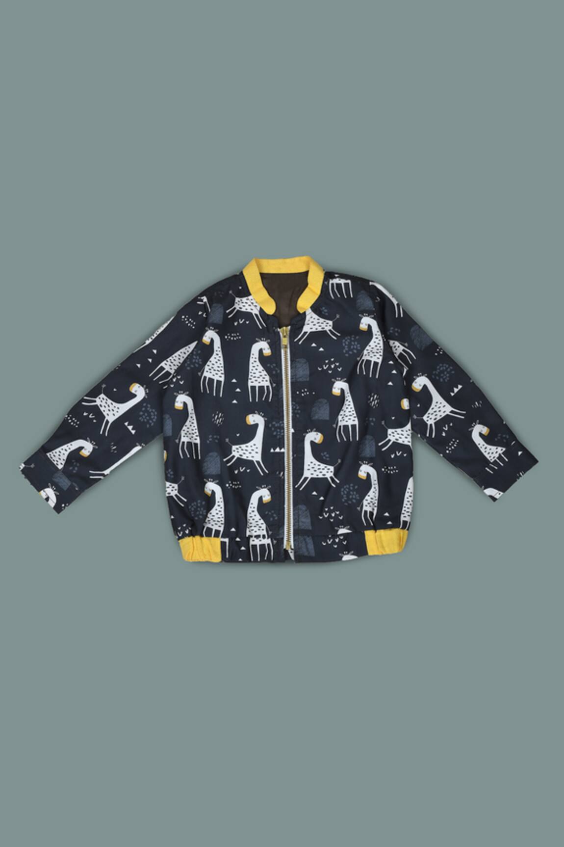 LITTLE BRATS Giraffe Print Bomber Jacket 