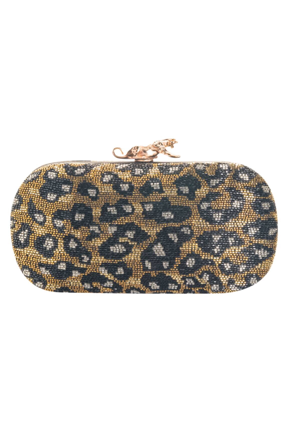 Aloha by PS Animal Print Bead Embellished Clutch 