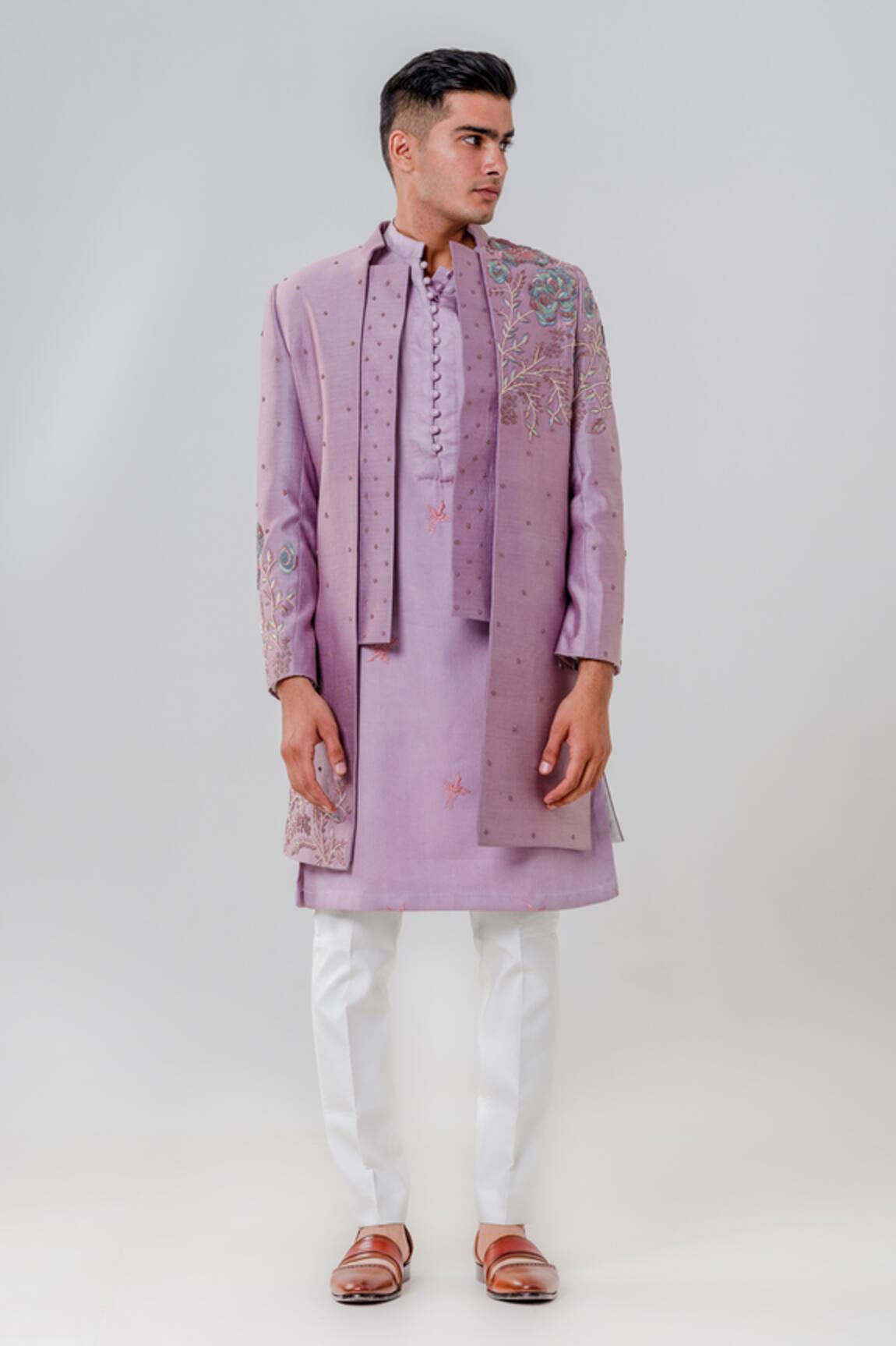 Amrit Dawani Flower Vine Embroidered Jacket Kurta Set 