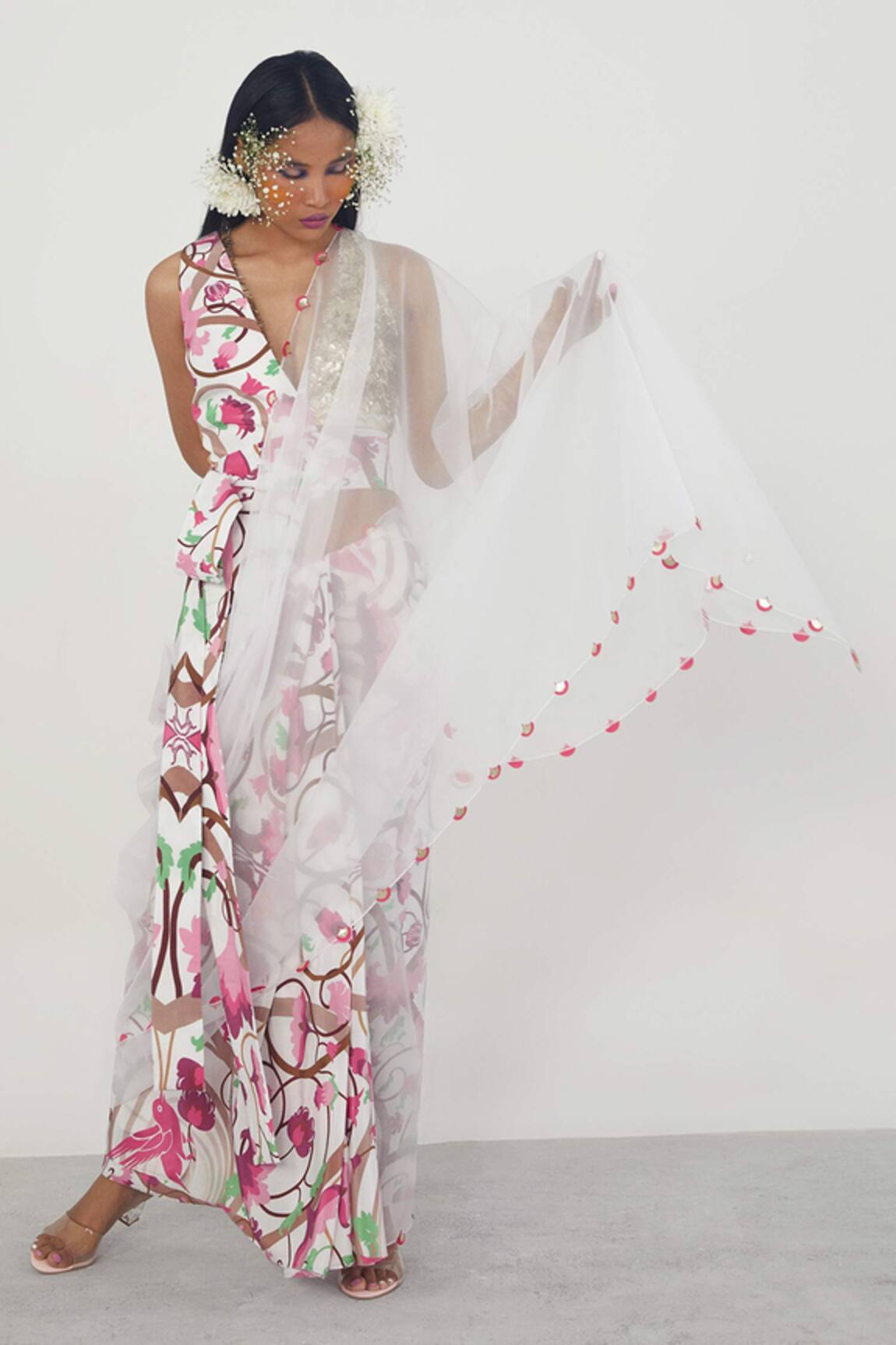 Limerick By Abirr N' Nanki Printed Saree & Jacket Set 