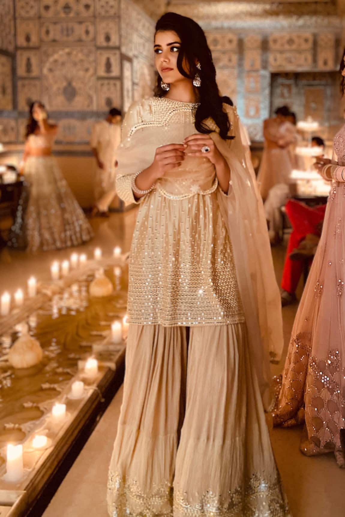 Abhinav Mishra Chanderi Embroidered Kurta & Palazzo Set