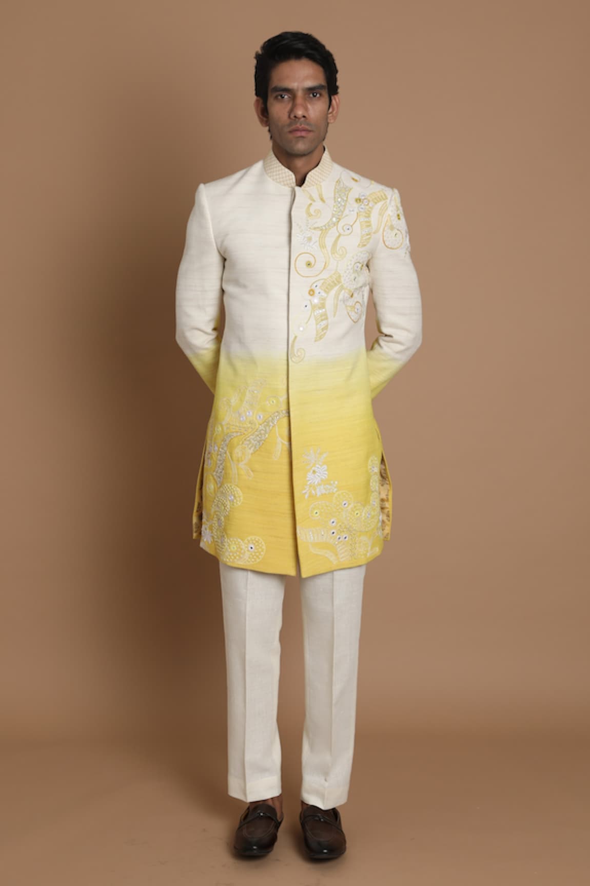 House of Armuse Raw Silk Sherwani Set