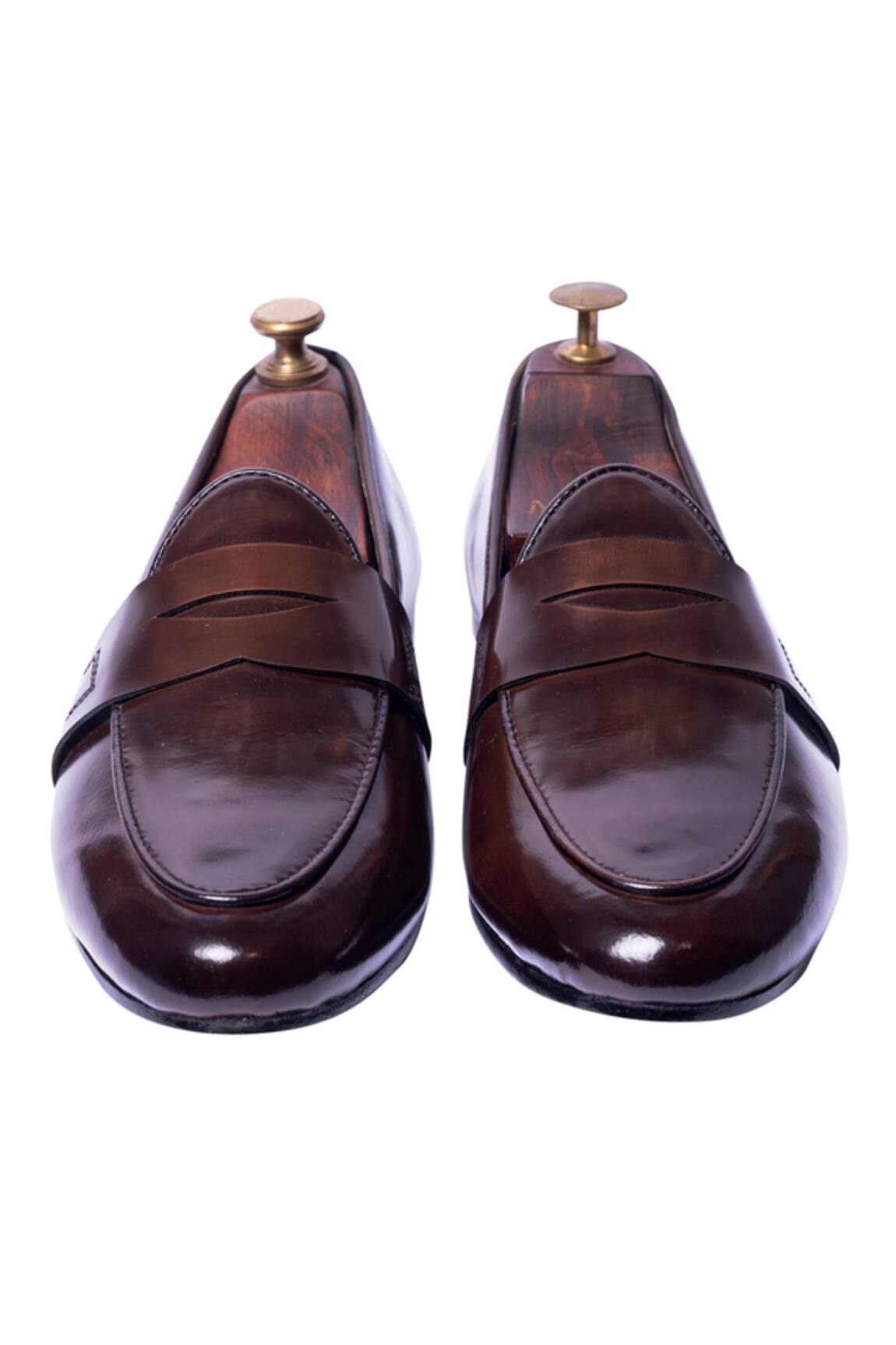 Burnt Cherry Leather Oxford Shoes by ARTIMEN