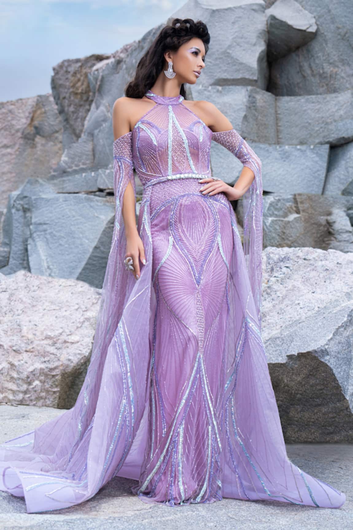 Amit GT Aurora Chrystalis Gown With Train