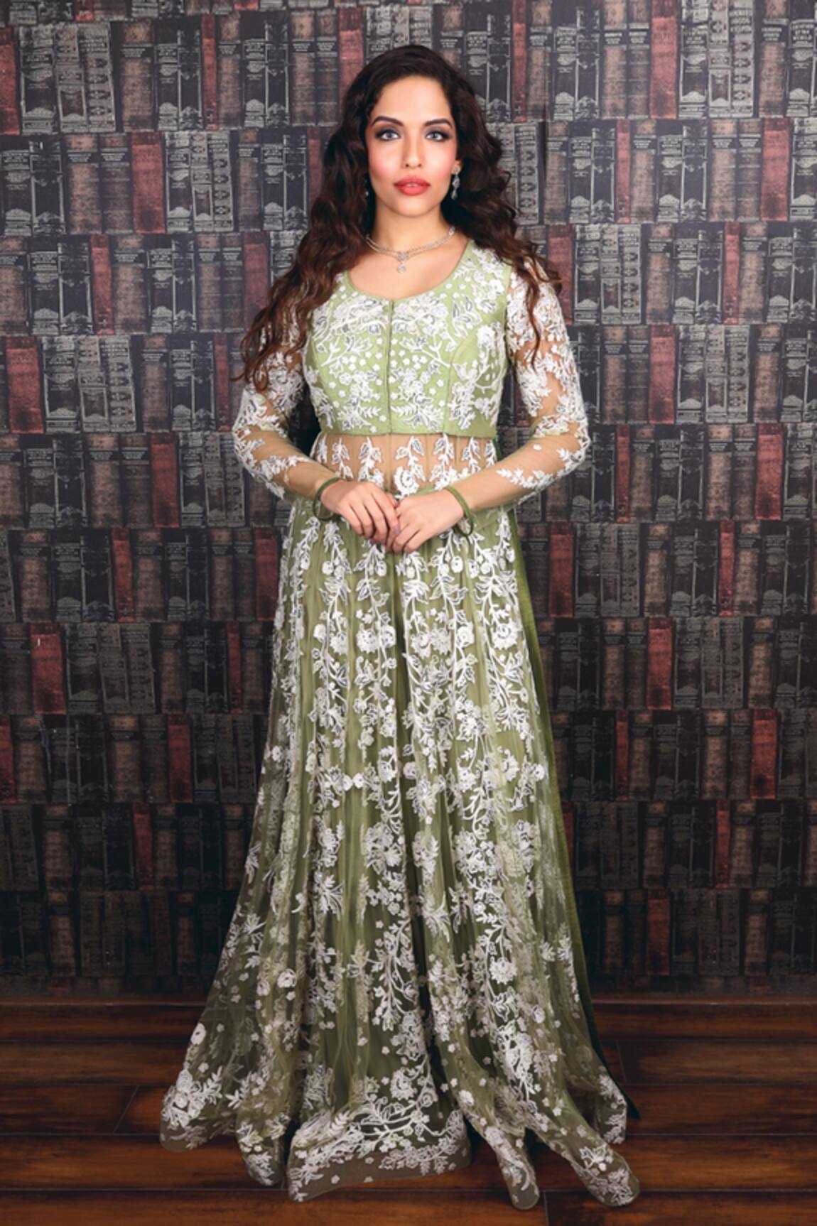 Archana Kochhar Swarovski Embellished Anarkali & Palazzo Set 