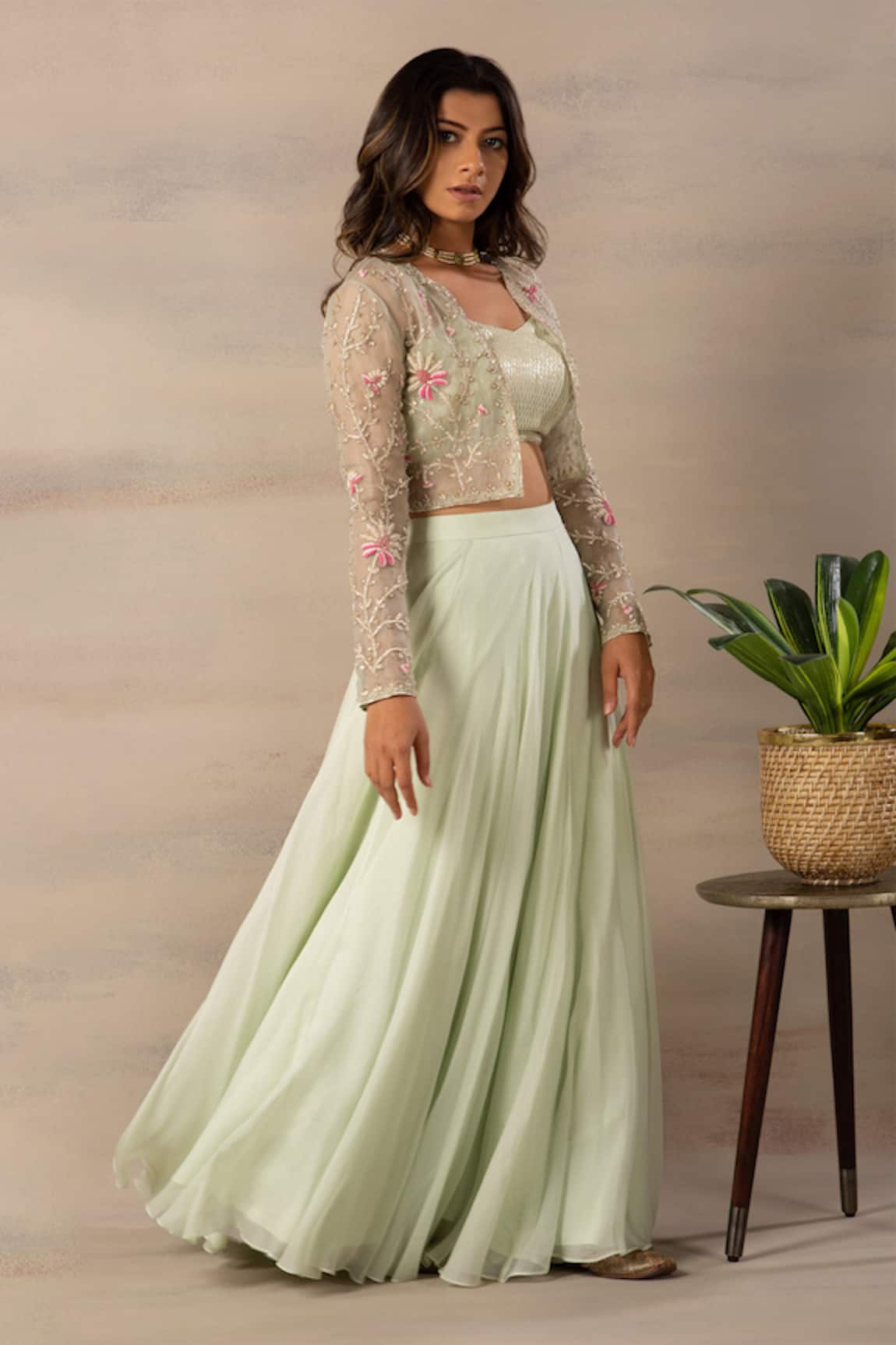 Anupraas By Nishant And Rahul Embroidered Jacket & Lehenga Set