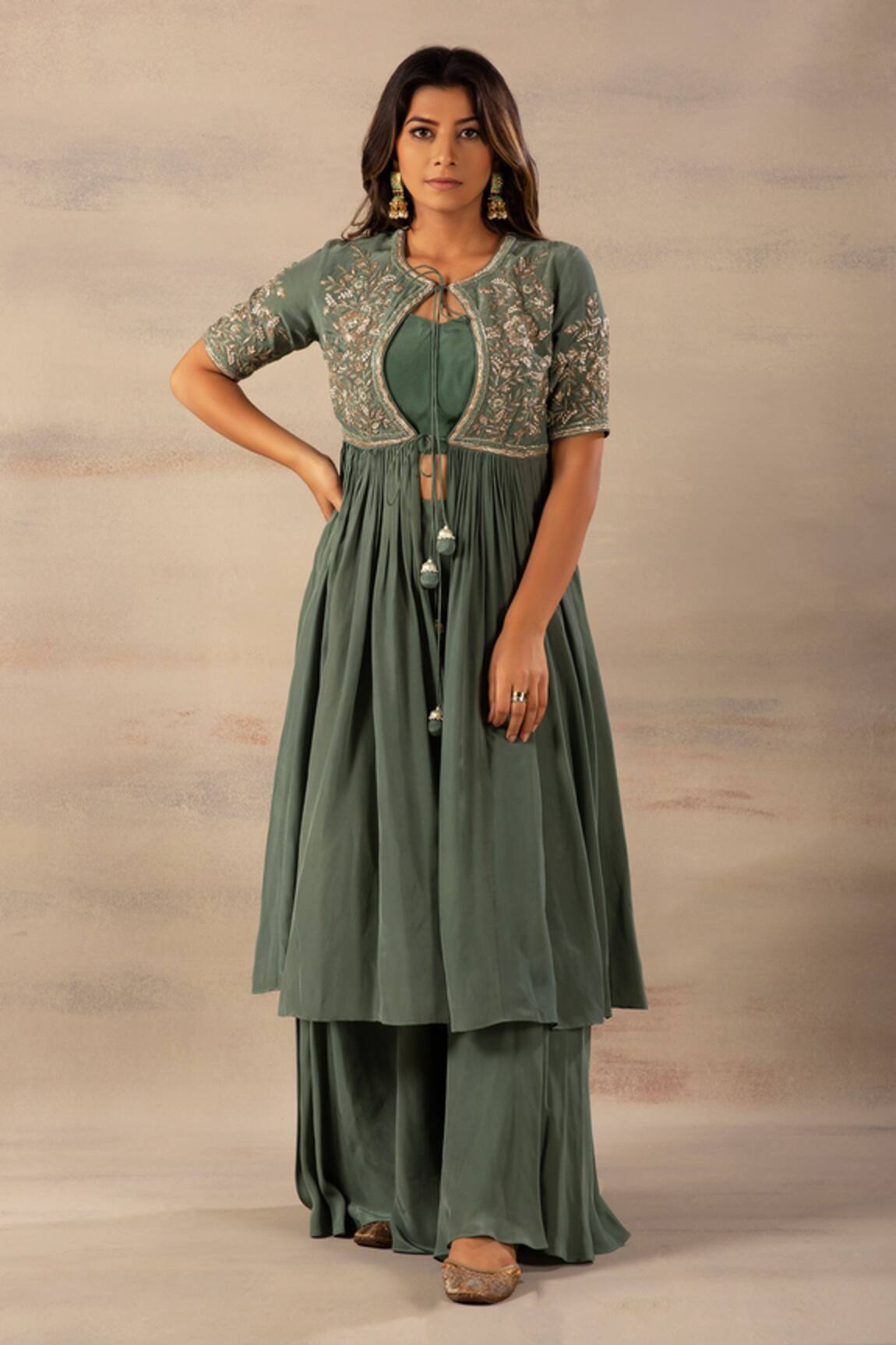 Anupraas By Nishant And Rahul Embroidered Jacket & Palazzo Set 
