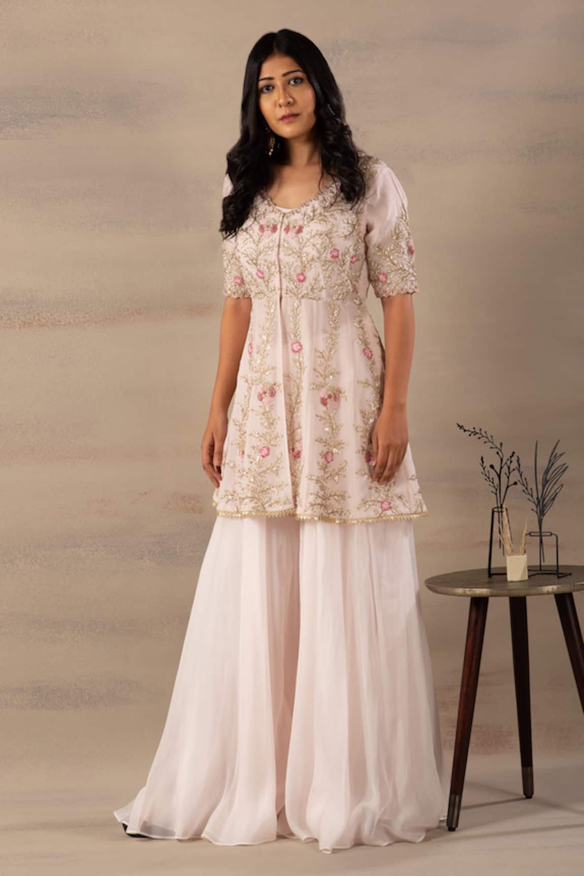 Anupraas By Nishant And Rahul Organza Kurta & Palazzo Set