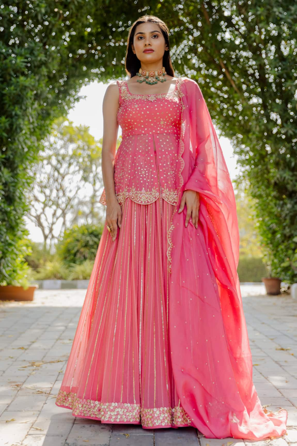 Anupraas by Nishant and Rahul Embroidered Peplum Top & Lehenga Set