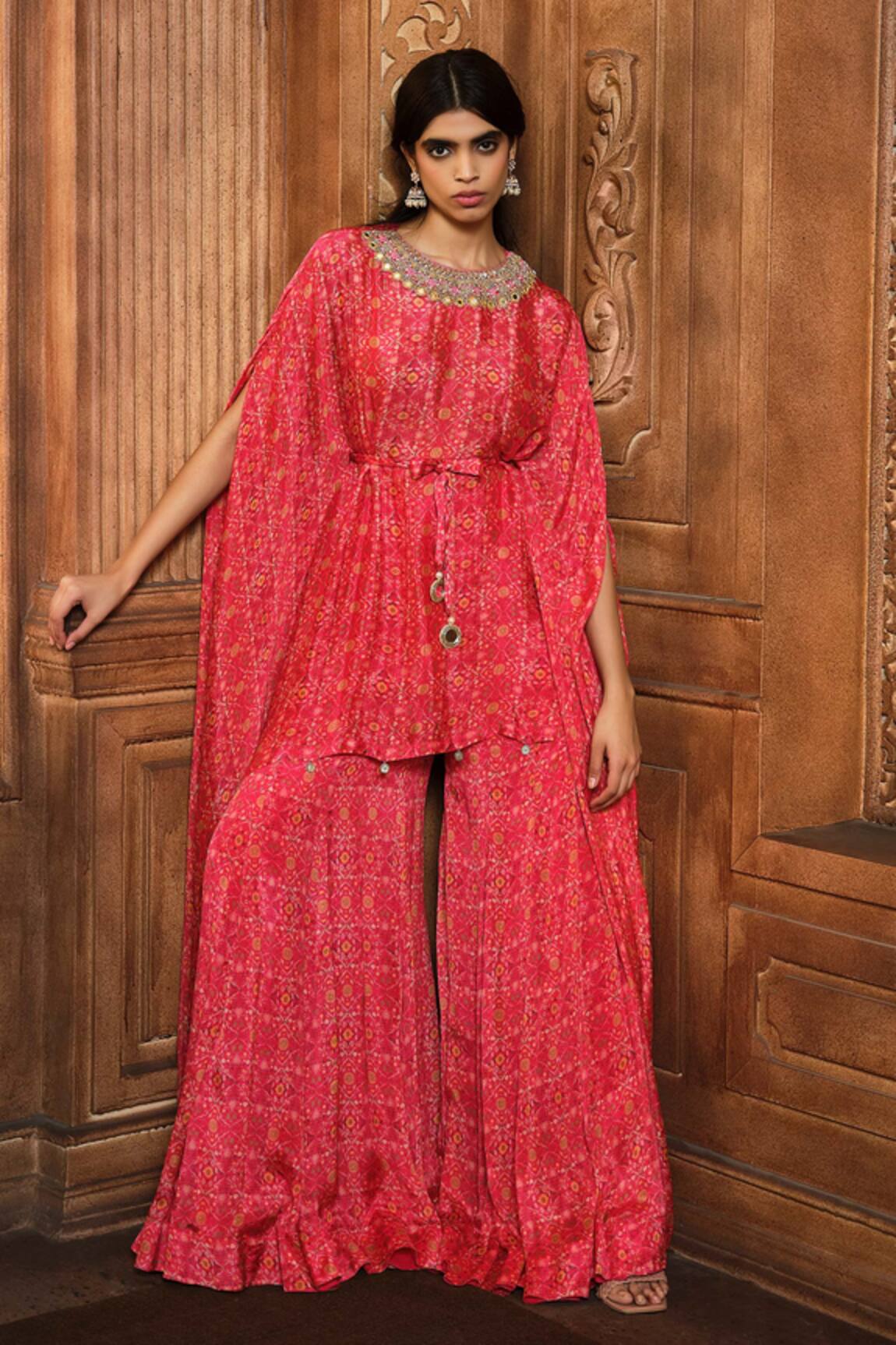 Aneesh Agarwaal Floral Print Kaftan & Kali Sharara