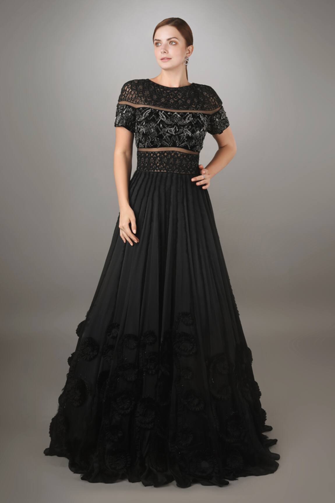 Anjum Qureshi Metallic Embroidered Gown