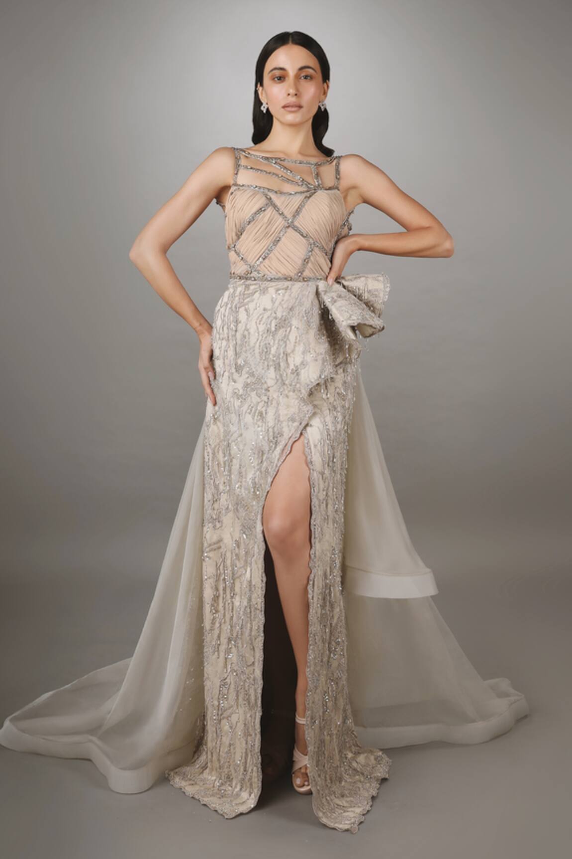 Anjum Qureshi Metallic Embellished Dress