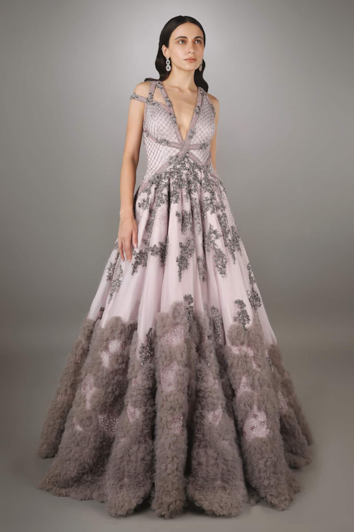 Anjum Qureshi Floral Embroidered Gown