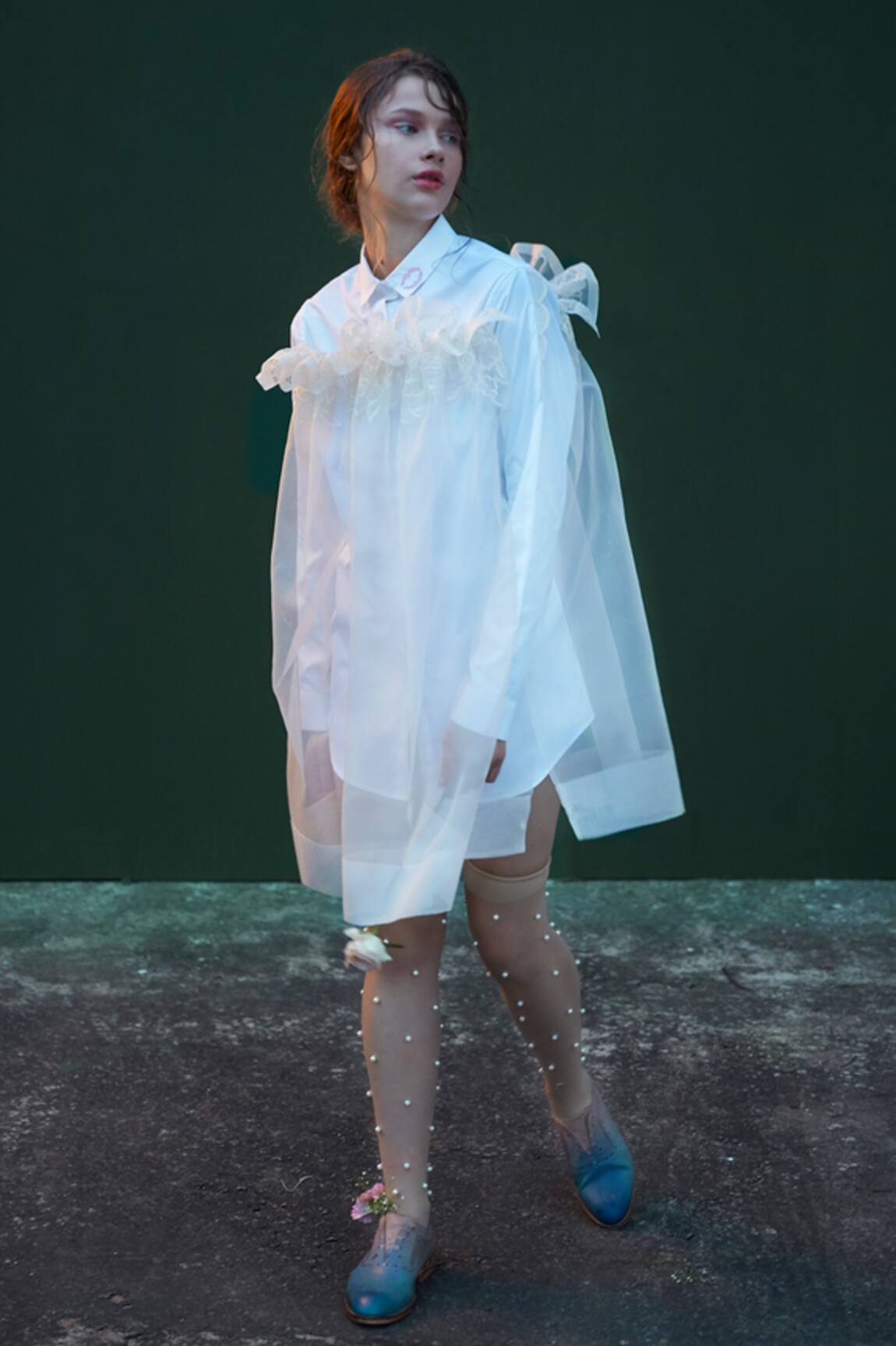 Archana Rao Organza Overlay Shirt Dress